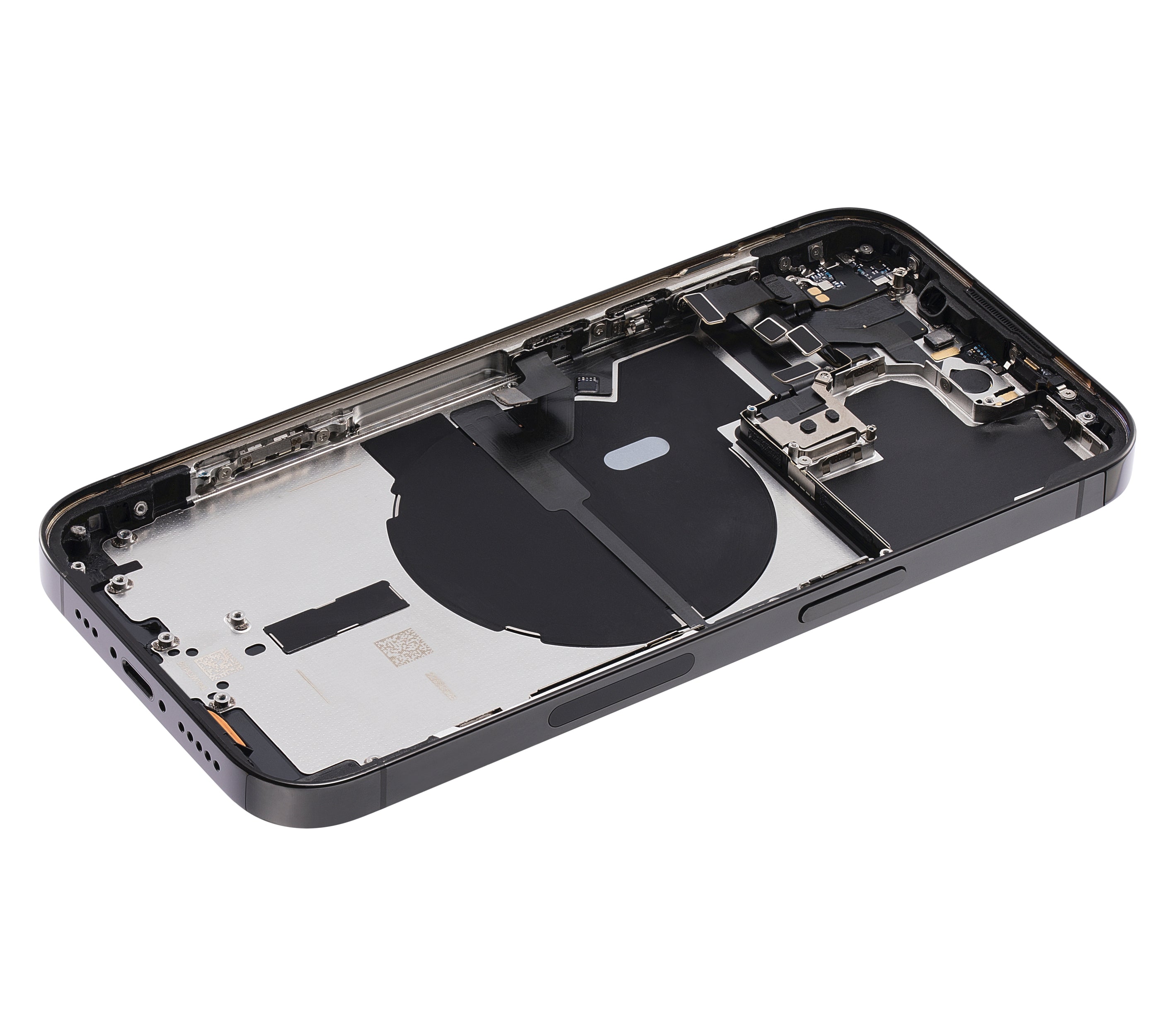 Backcover/Rahmen mit Small Parts für iPhone 14 Pro (US-Version) (gebrauchter OEM-Ausbau, Qualität A) (Space Schwarz)