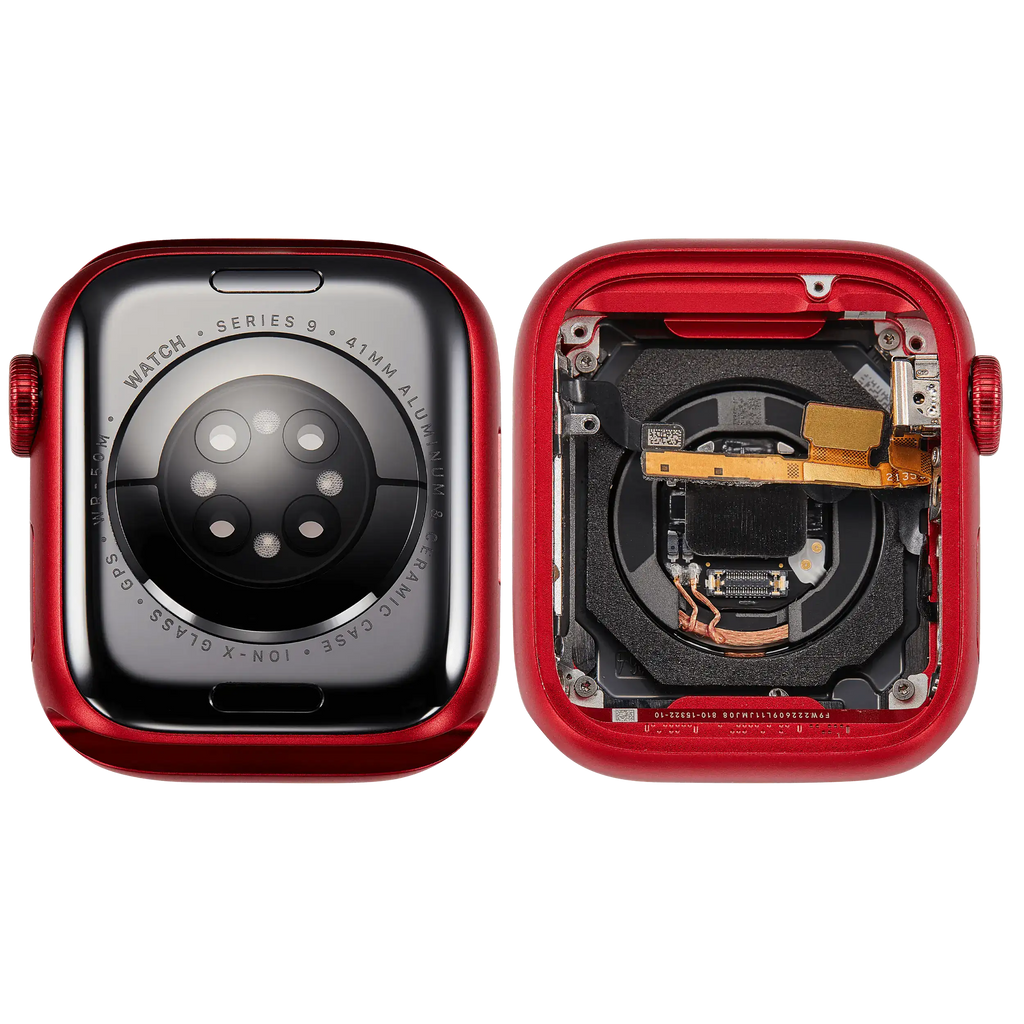 Backcover/Rahmen Compatible für Watch Series 9 (41MM) (gebrauchter OEM-Ausbau, Qualität A) (GPS Version) (Aluminum / Red)