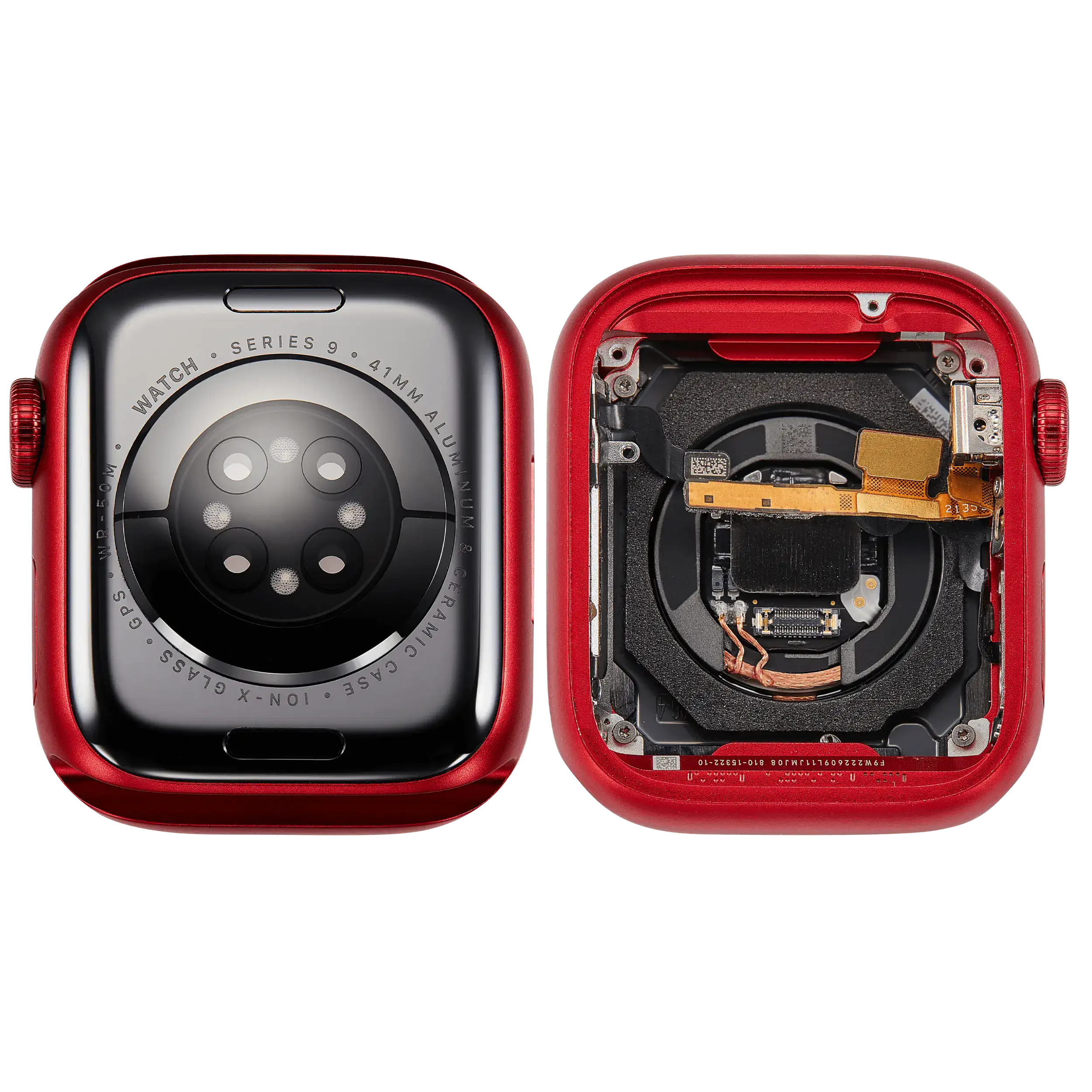 Backcover/Rahmen Compatible für Watch Series 9 (41MM) (gebrauchter OEM-Ausbau, Qualität A) (GPS Version) (Aluminum / Red)