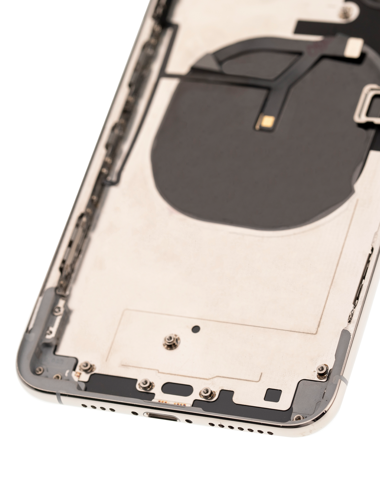 Backcover/Rahmen mit Small Components Pre-Installed für iPhone XS Max (gebrauchter OEM-Ausbau, Qualität A) (Silber)