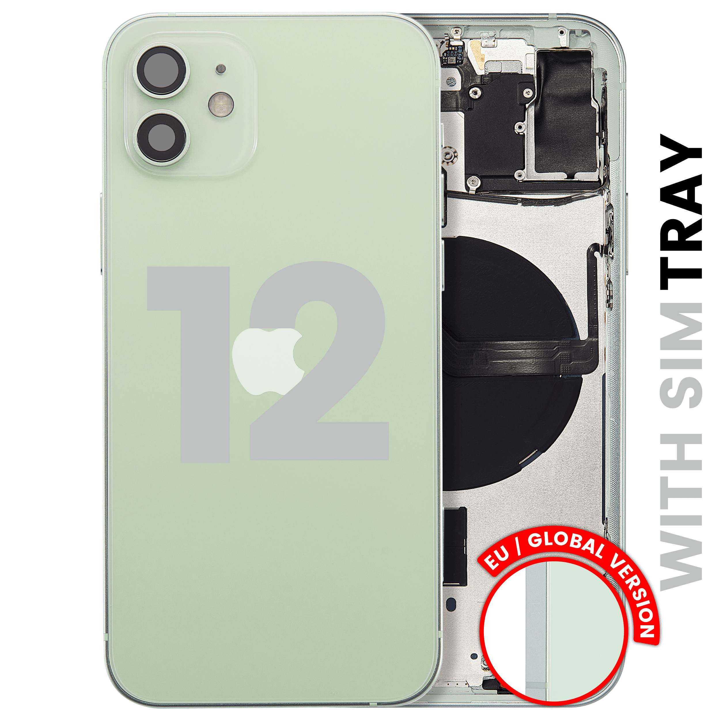 Backcover/Rahmen mit Small Parts für iPhone 12 (EU / Global Version) (gebrauchter OEM-Ausbau, Qualität C) (Grün)