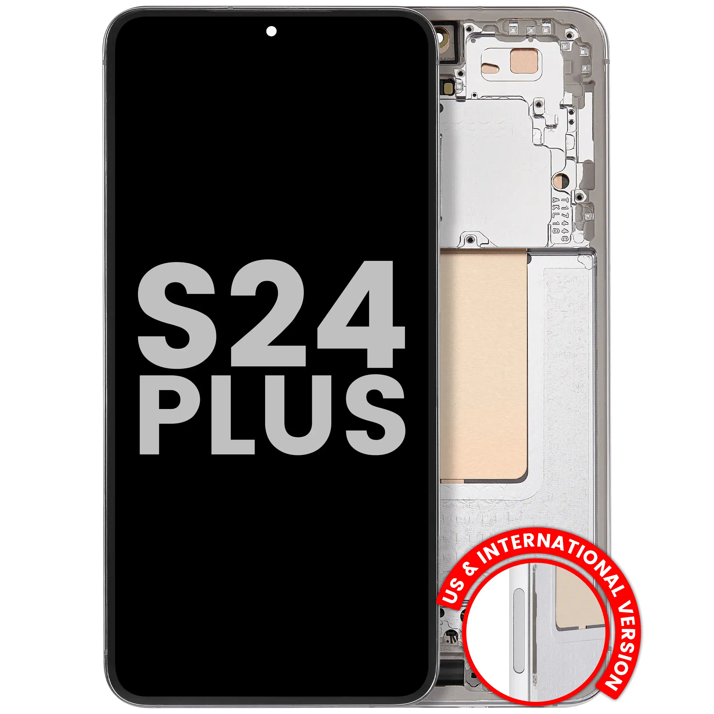 OLED-Display mit Rahmen für Samsung Galaxy S24 Plus 5G (US & Internationale Version) (gebrauchter OEM-Ausbau, Qualität B/C) (Marble Grey)