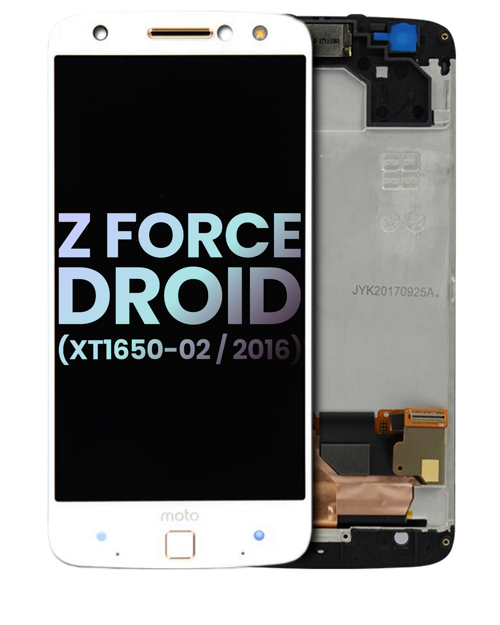 LCD with Frame for Motorola Moto Z Force Droid (XT1650-02 / 2016) Original OEM (White)