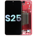 OLED-Display mit Rahmen Samsung Galaxy S25 Coral Rot Service Pack