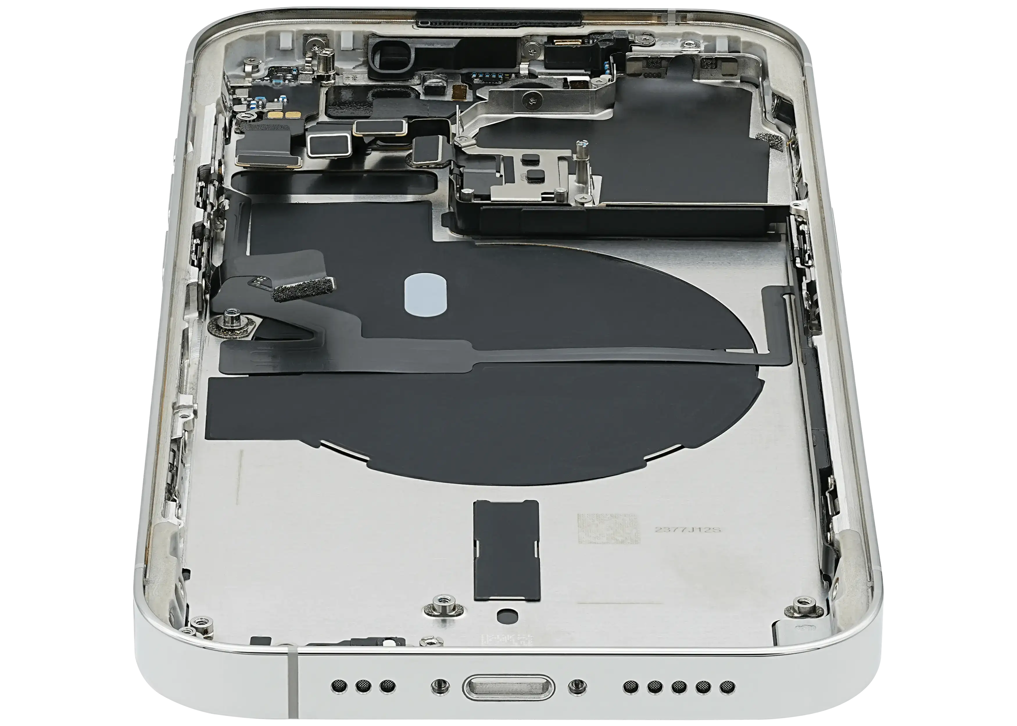 Backcover/Rahmen mit Small Parts für iPhone 14 Pro (EU / Global Version) (gebrauchter OEM-Ausbau, Qualität B) (Silber)