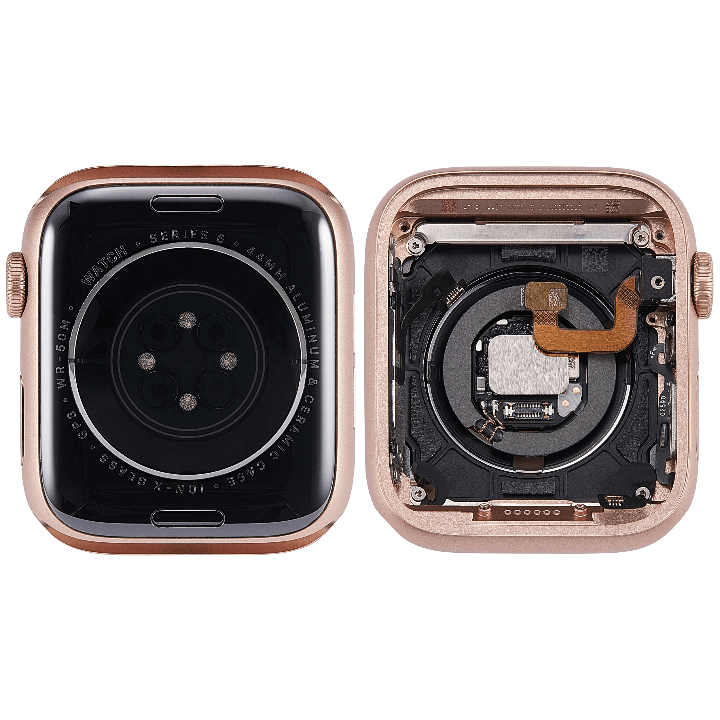 Backcover/Rahmen Compatible für Watch Series 6 (44MM) (gebrauchter OEM-Ausbau, Qualität A) (GPS Version) (Aluminum / Rose Gold)