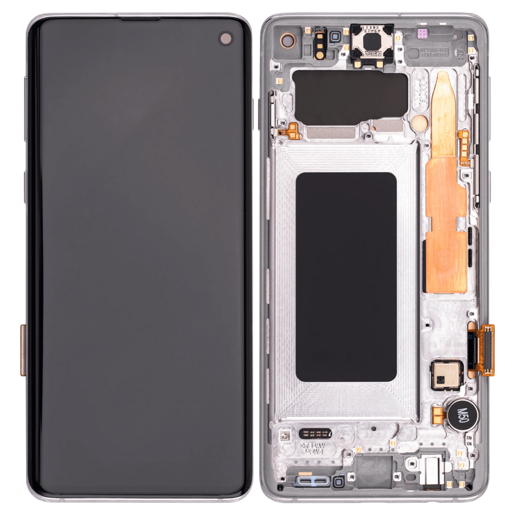 OLED-Display mit Rahmen für Samsung Galaxy S10 (Aftermarket Plus) (Prism White)