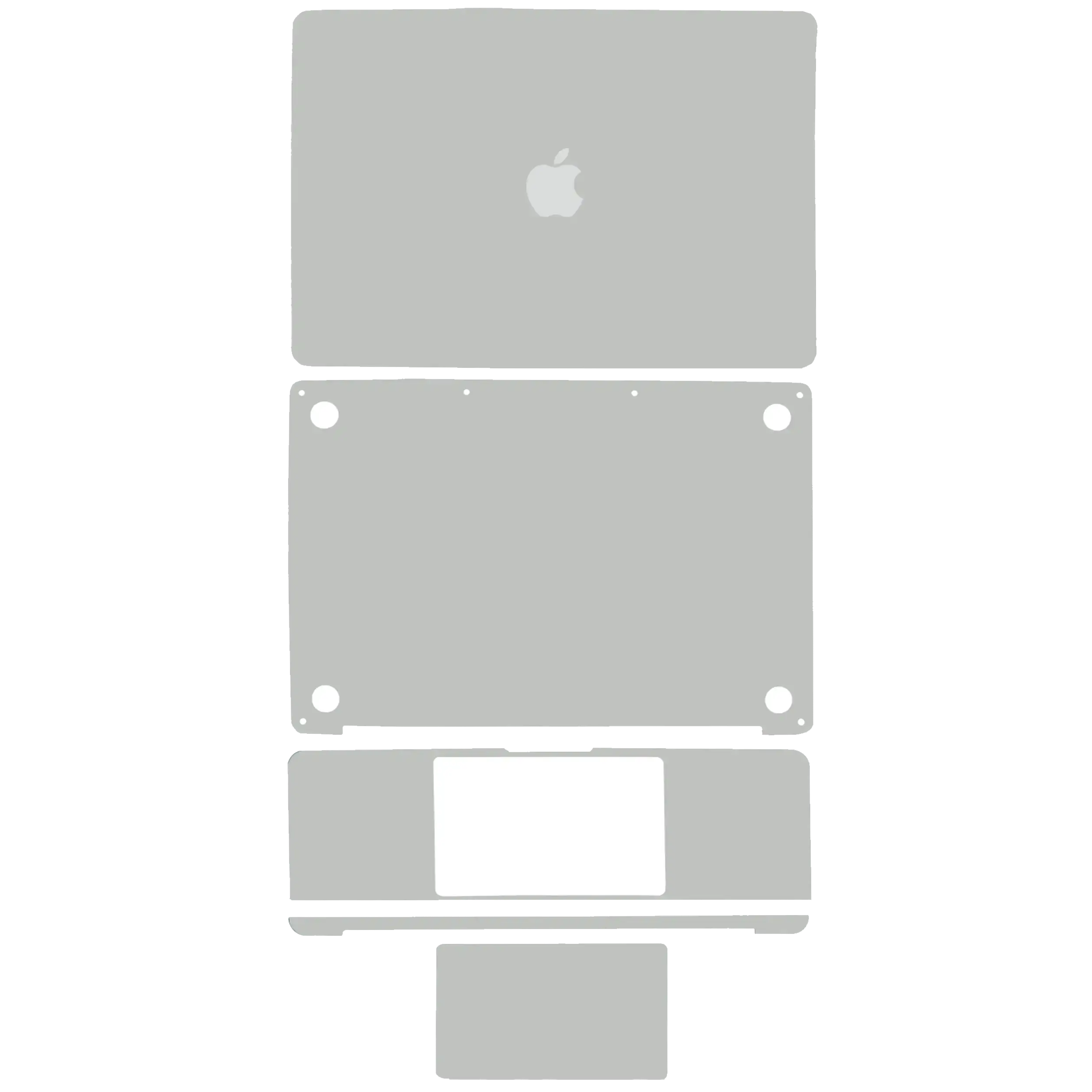 4-in-1 (Top, Bottom, Keyboard, Trackpad) Skin for MacBook Pro 13" A2289 (2020) (Silver)