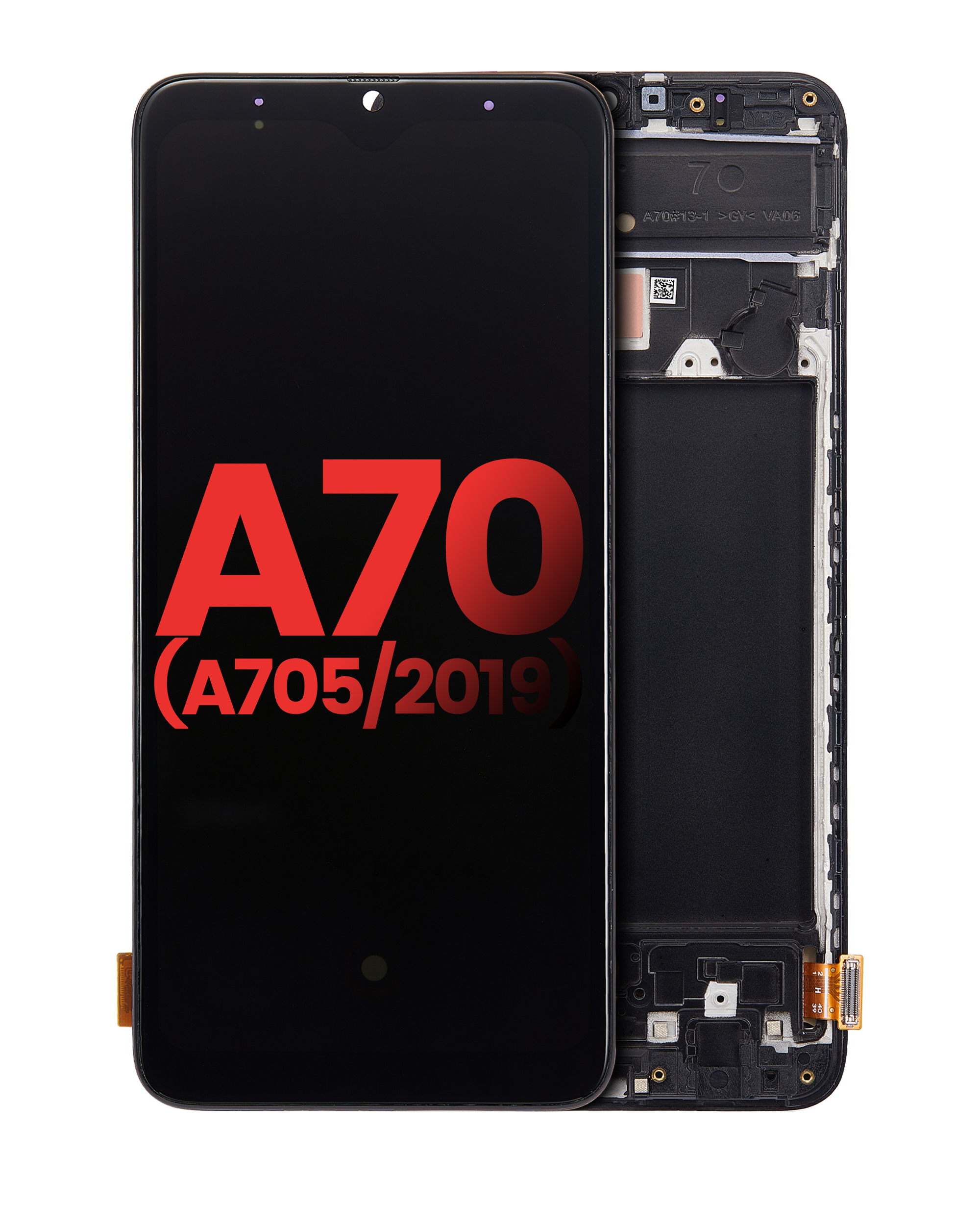 OLED-Display mit Rahmen für Samsung Galaxy A70 (A705 / 2019) (6.33") (Aftermarket Plus) (Alle Farben)