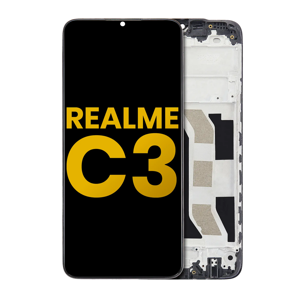 LCD-Display mit Rahmen für Realme C3 (Refurbished) (Alle Farben)