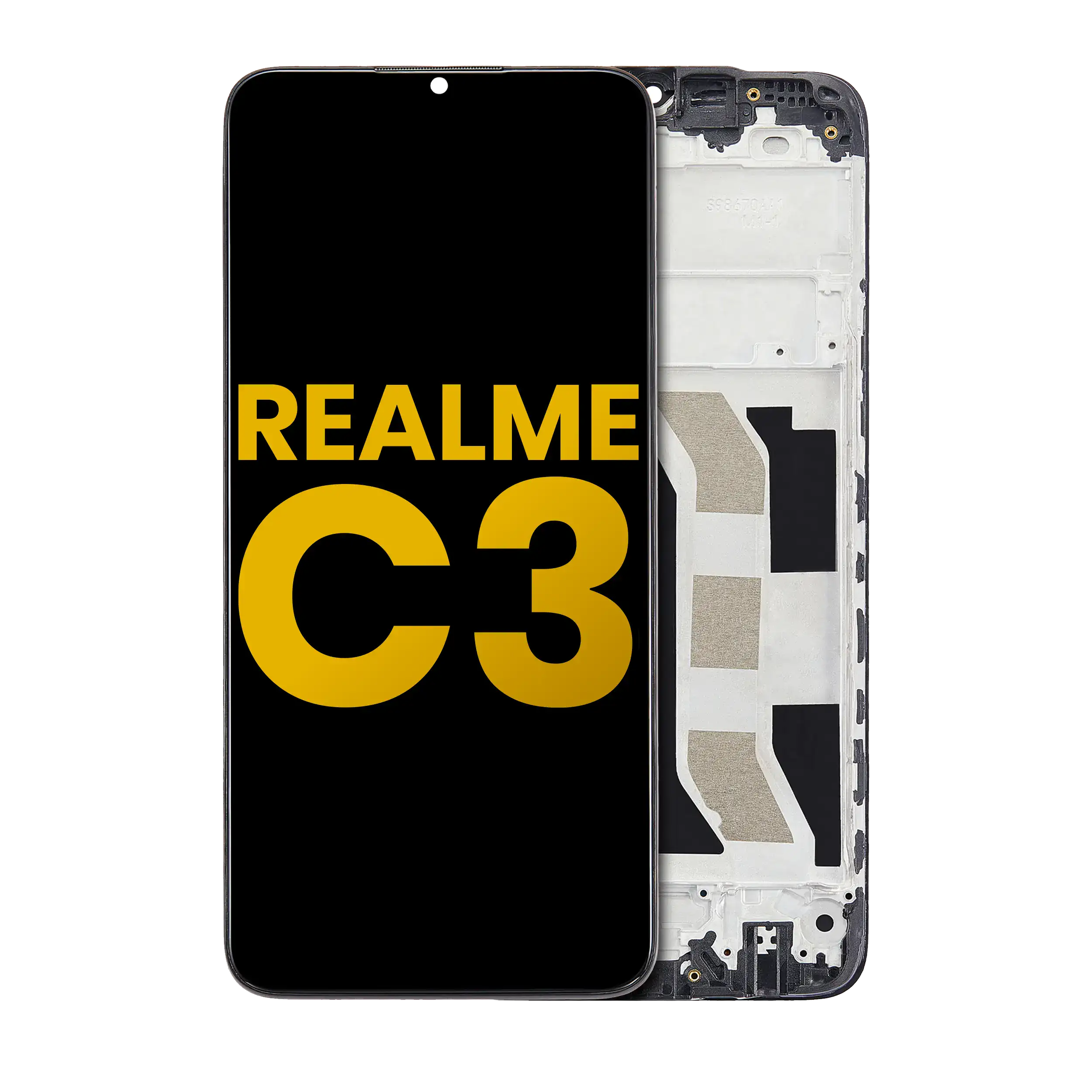LCD-Display mit Rahmen für Realme C3 (Refurbished) (Alle Farben)
