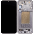 OLED-Display mit Rahmen für Samsung Galaxy S25 Plus 5G (US & Internationale Version) (gebrauchter OEM-Ausbau, Qualität A) (Silver Shadow)