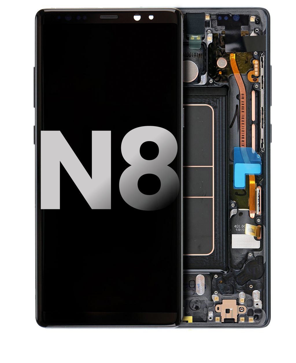 OLED-Display mit Rahmen für Samsung Galaxy Note 8 (gebrauchter OEM-Ausbau, Qualität A) (Midnight Schwarz)
