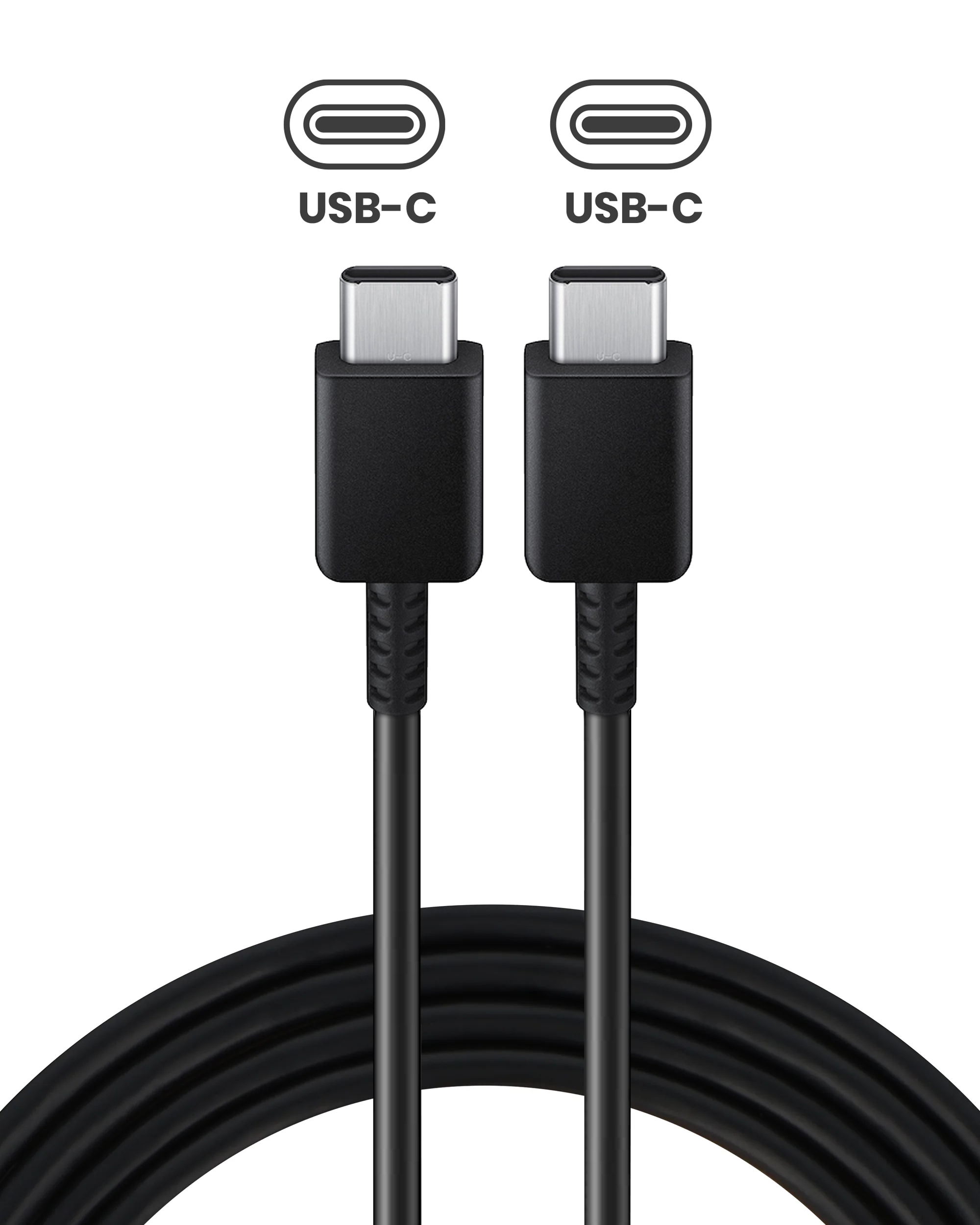 Samsung USB-C to USB-C Charging Cable (1m, 3ft) (OEM Brand New, Bulk Packaging) (Schwarz)
