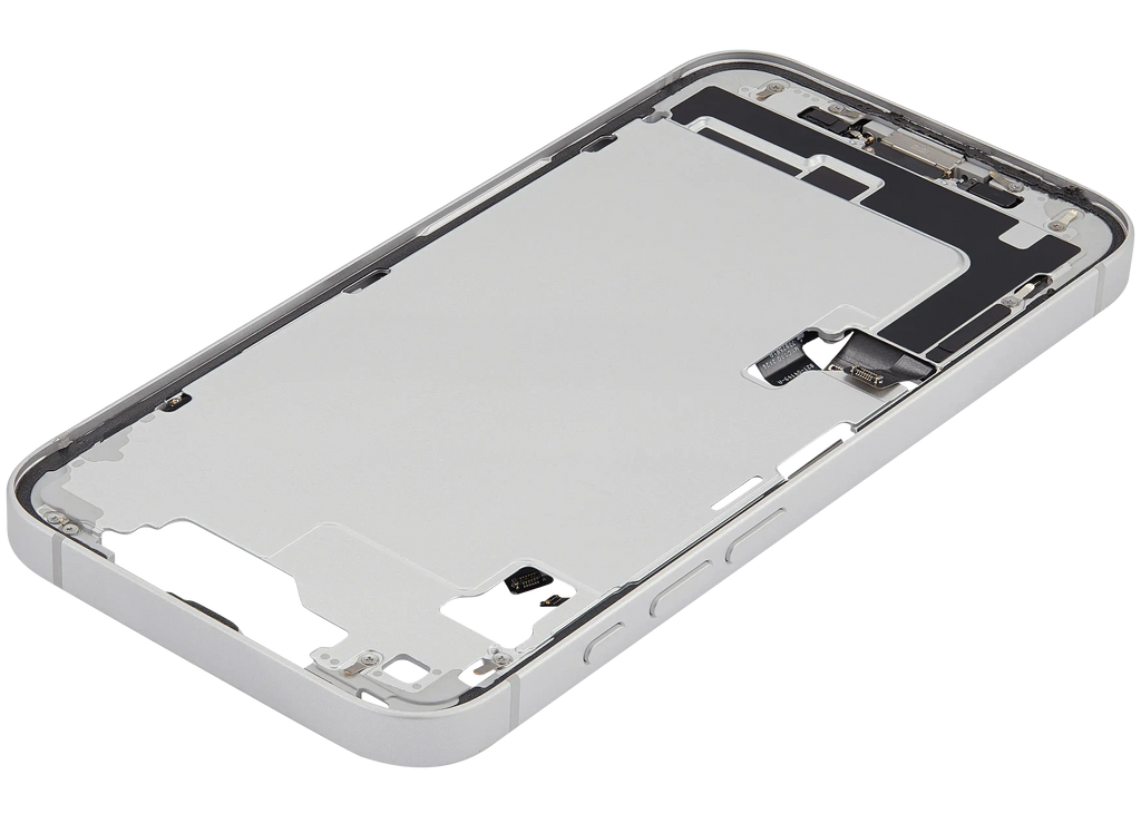 Midframe/Rahmen mit Ladebuchse Flex & Small Parts für iPhone 16e / 17e (US-Version) (gebrauchter OEM-Ausbau, Qualität A) (Weiß)