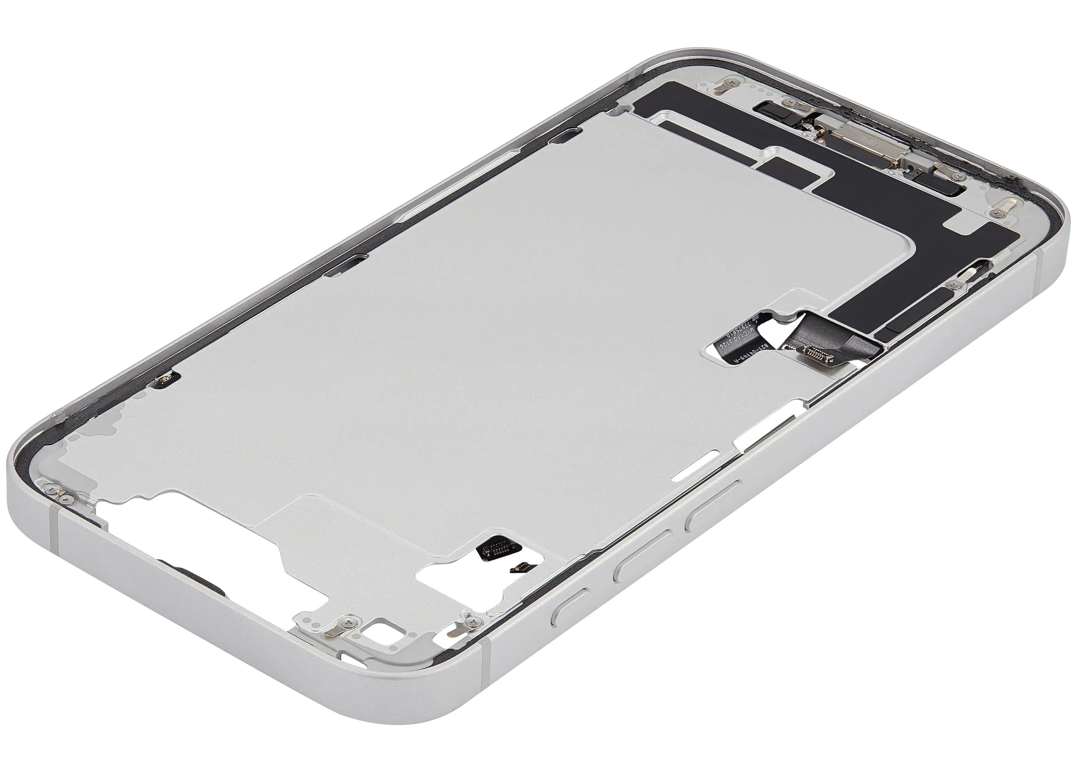 Midframe/Rahmen mit Ladebuchse Flex & Small Parts für iPhone 16e / 17e (US-Version) (gebrauchter OEM-Ausbau, Qualität A) (Weiß)