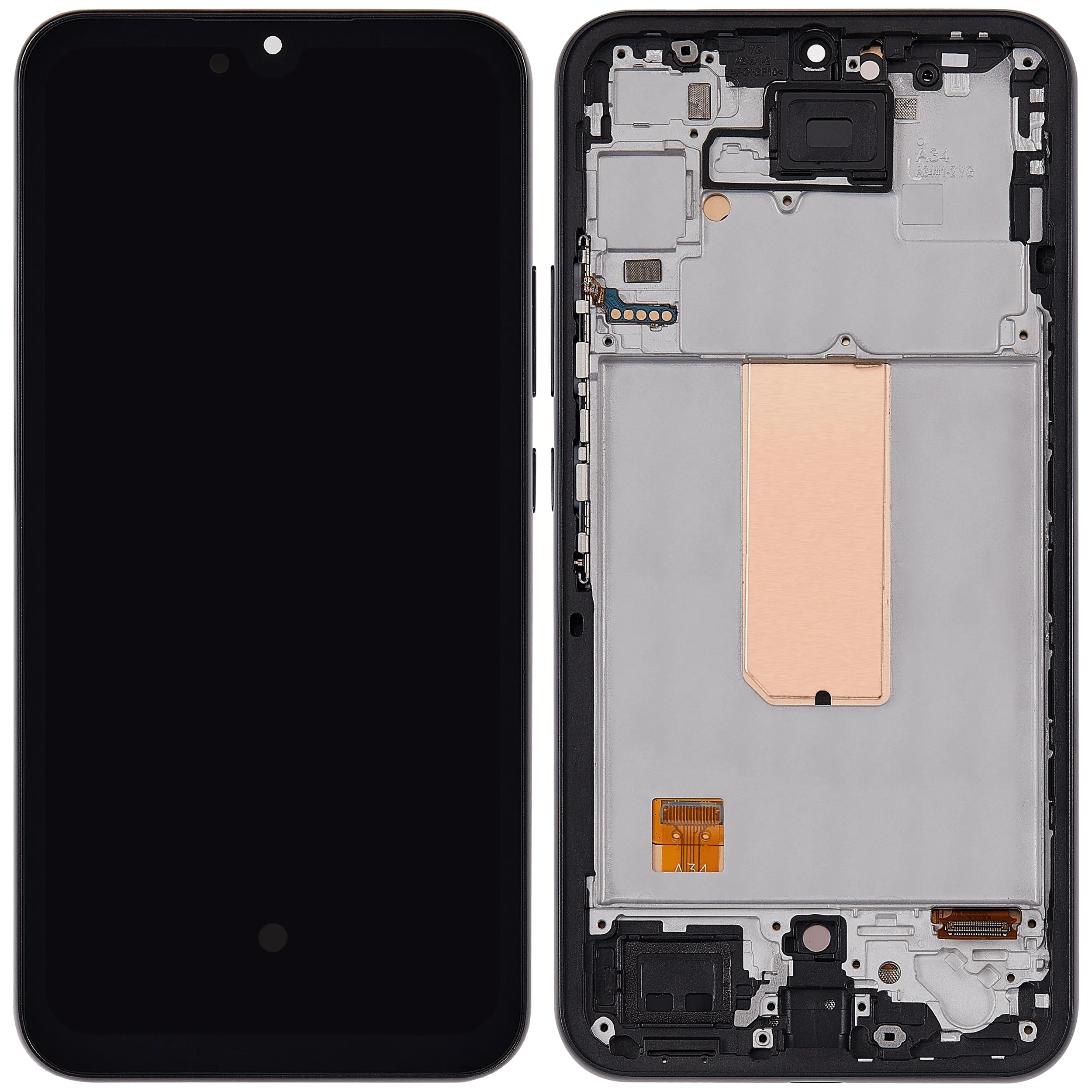 OLED-Display mit Rahmen für Samsung Galaxy A34 5G (A346 / 2023) (6.46") (Aftermarket Plus) (Graphite)
