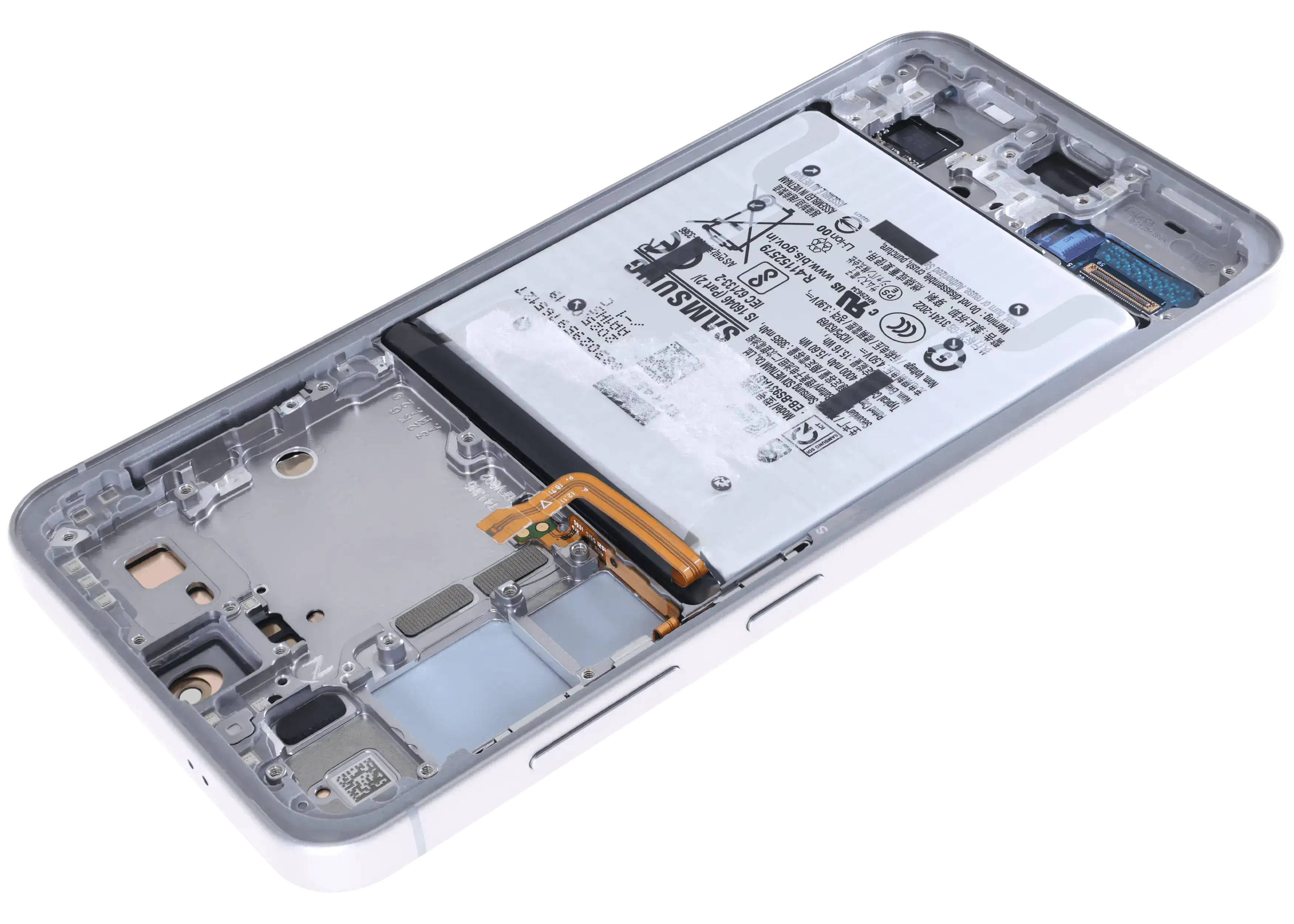 OLED-Display mit Rahmen für Samsung Galaxy S25 5G (US & Internationale Version) (gebrauchter OEM-Ausbau, Qualität B) (Silver Shadow)