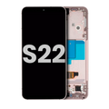 OLED-Display mit Rahmen für Samsung Galaxy S22 5G (gebrauchter OEM-Ausbau, Qualität A) (Pink Gold)