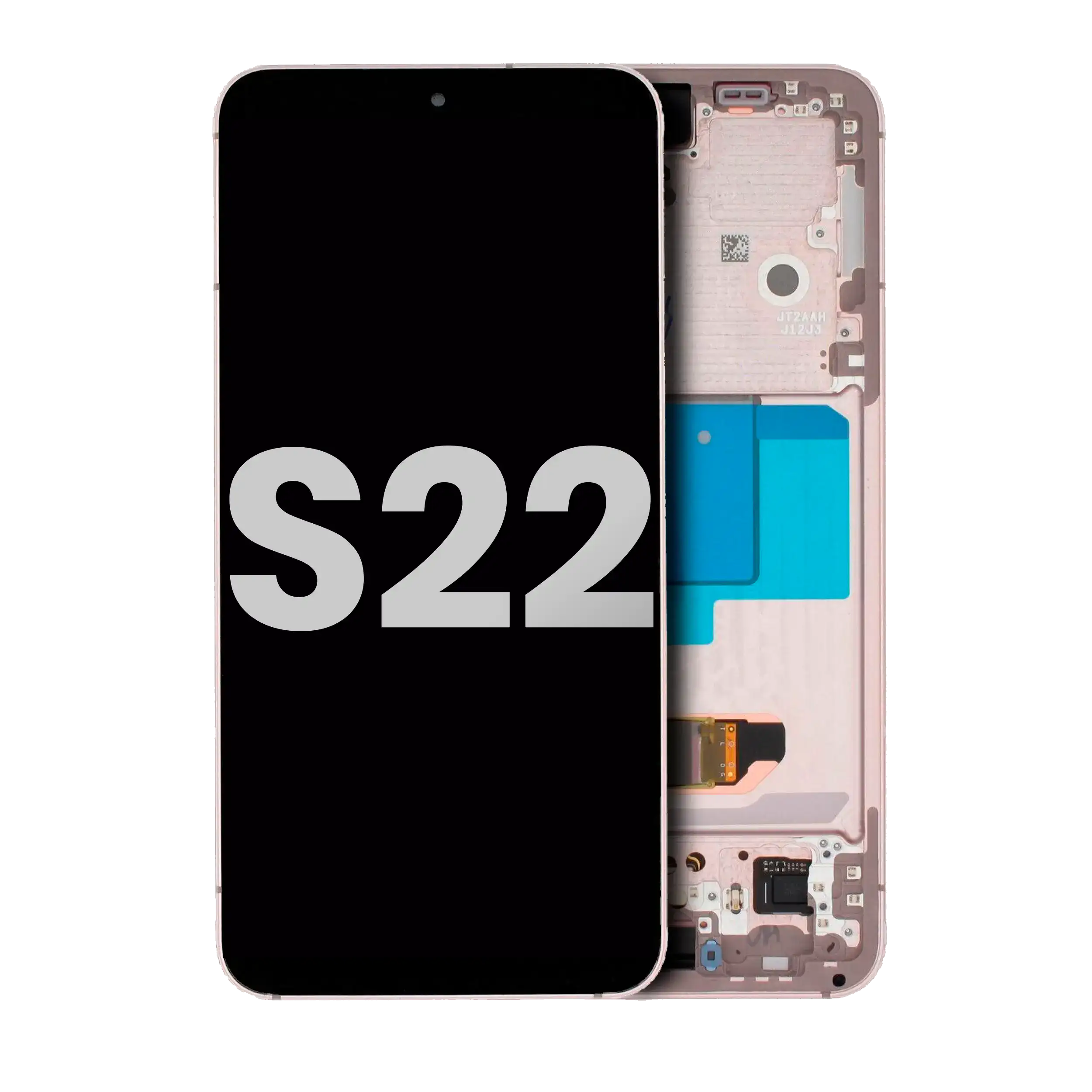 OLED-Display mit Rahmen für Samsung Galaxy S22 5G (gebrauchter OEM-Ausbau, Qualität A) (Pink Gold)