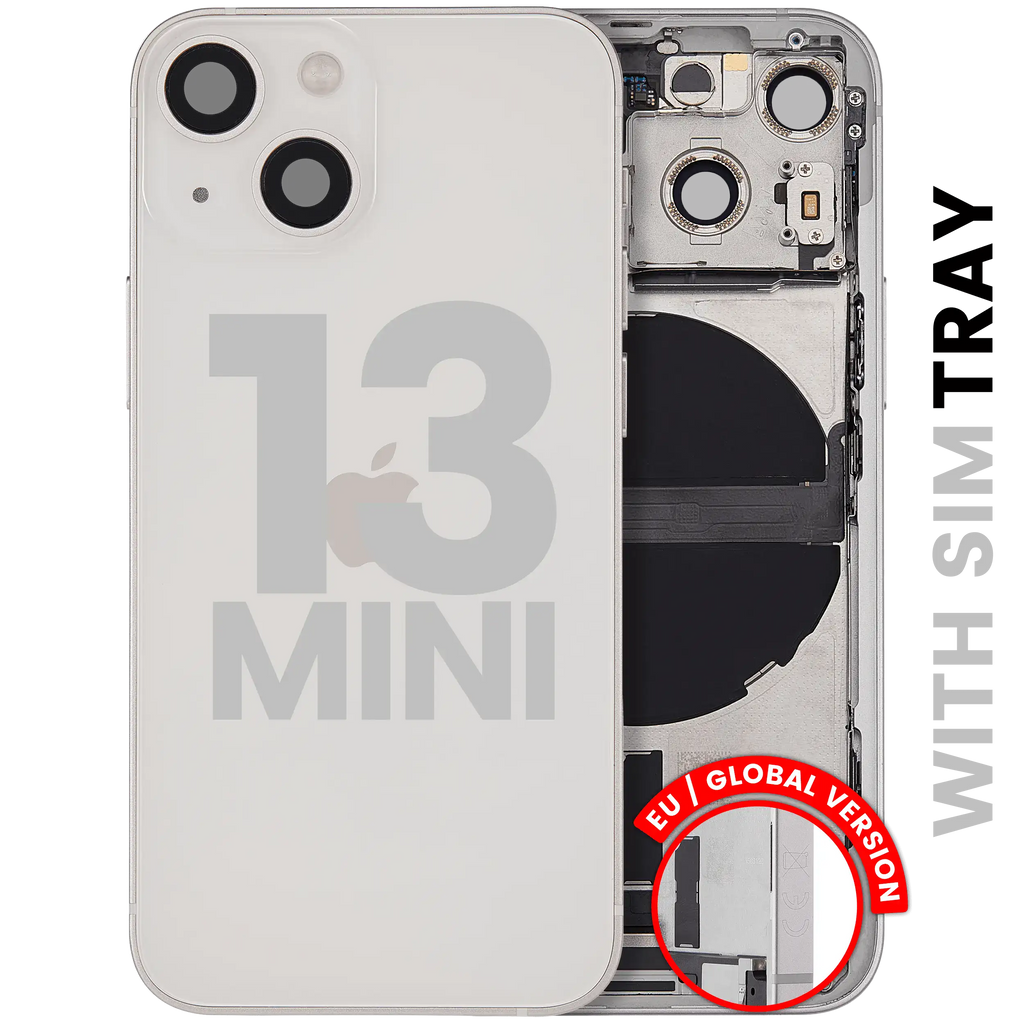 Backcover/Rahmen mit Ladebuchse Flex & Small Parts für iPhone 13 Mini (EU / Global Version) (gebrauchter OEM-Ausbau, Qualität A) (Starlight)