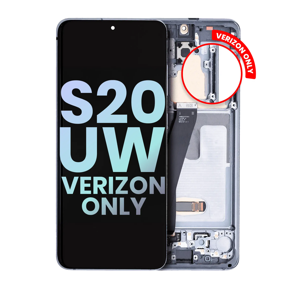 OLED-Display mit Rahmen für Samsung Galaxy S20 5G (Verizon 5G UW Frame Only) (Service Pack) (Cosmic Gray)