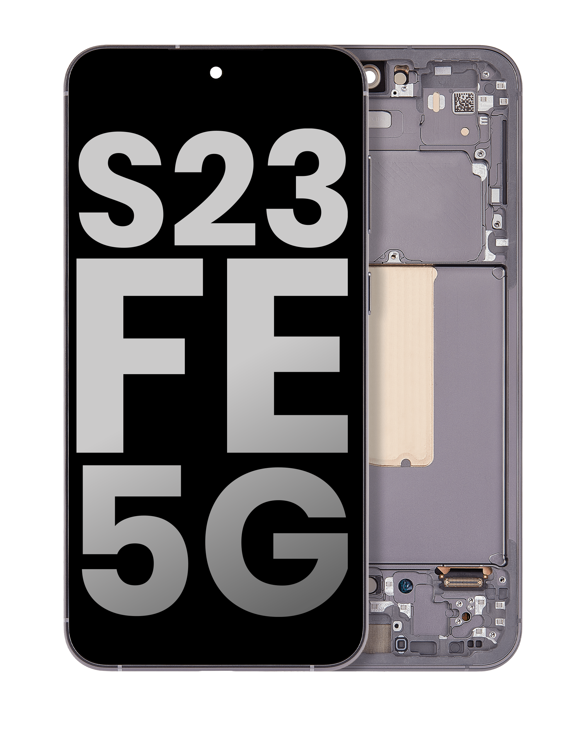 OLED-Display mit Rahmen für Samsung Galaxy S23 FE 5G (gebrauchter OEM-Ausbau, Qualität A) (Graphite)
