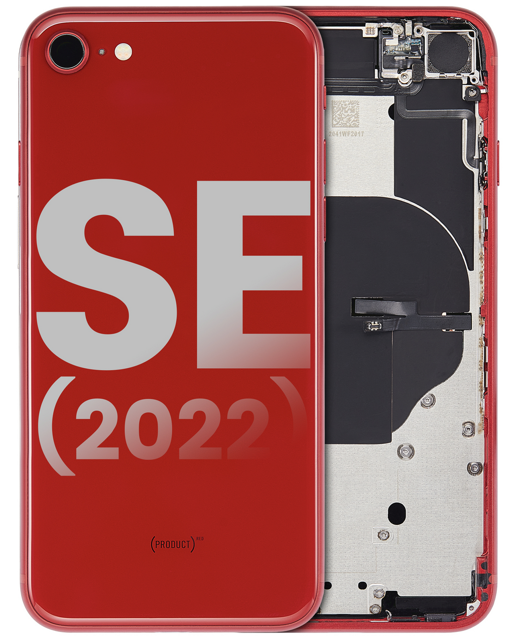 Backcover/Rahmen mit Small Components Pre-Installed für iPhone SE (2022) (gebrauchter OEM-Ausbau, Qualität B) (Rot)
