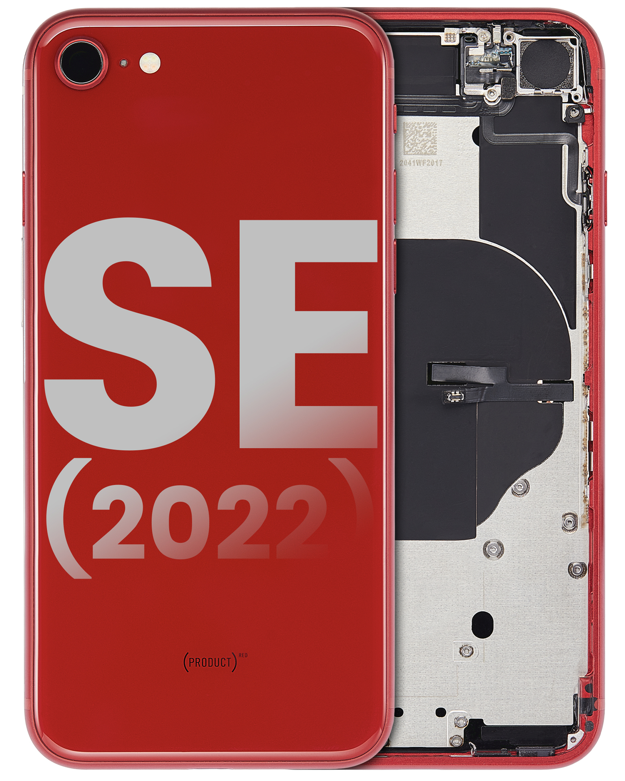 Backcover/Rahmen mit Small Components Pre-Installed für iPhone SE (2022) (gebrauchter OEM-Ausbau, Qualität B) (Rot)