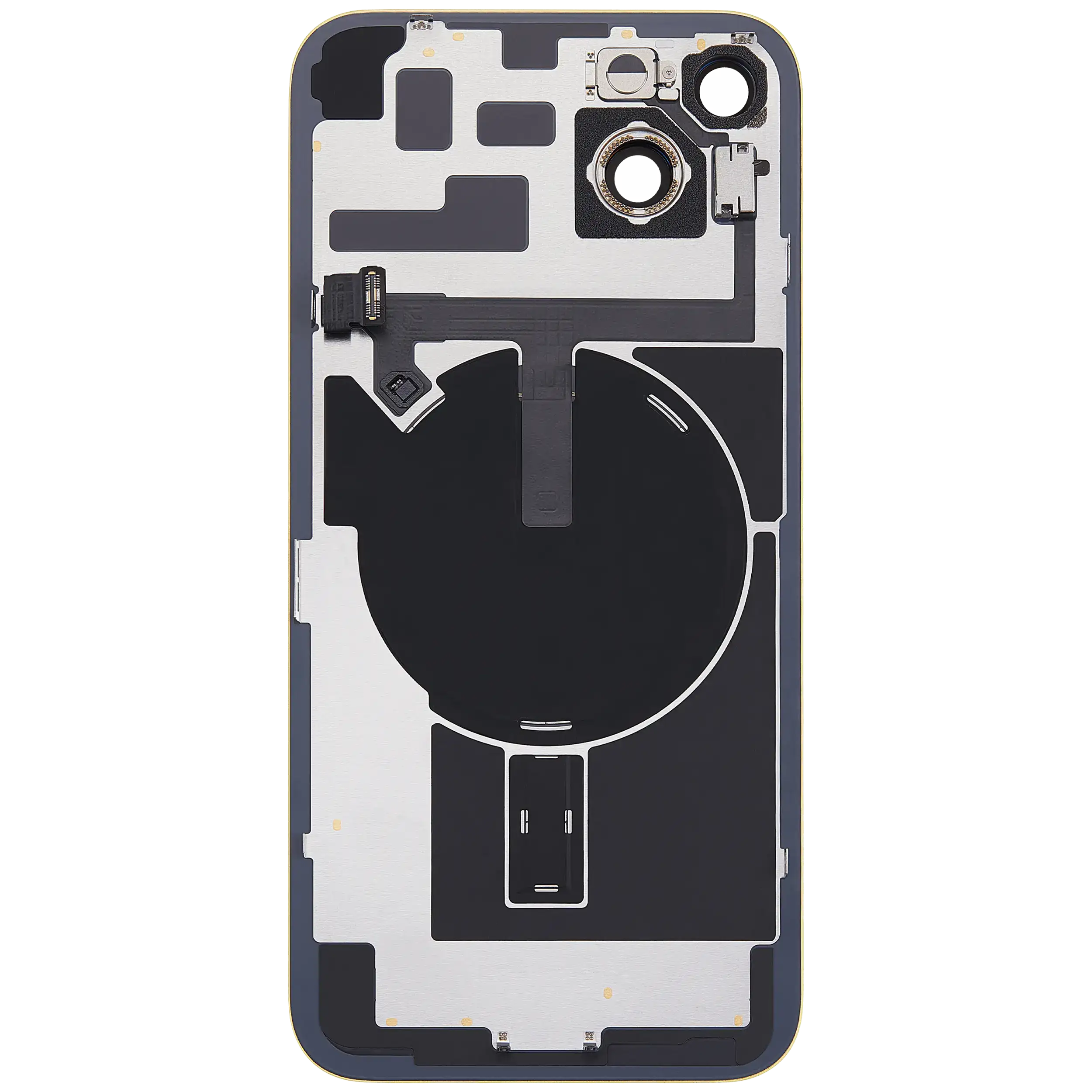 Backcover mit MagSafe Magnet & NFC & Blitz-Flexkabel für iPhone 14 Plus (gebrauchter OEM-Ausbau, Qualität A) (Gelb)