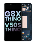 OLED-Display mit Rahmen für LG G8X ThinQ / V50S ThinQ 5G (Original OEM) (Aurora Black)