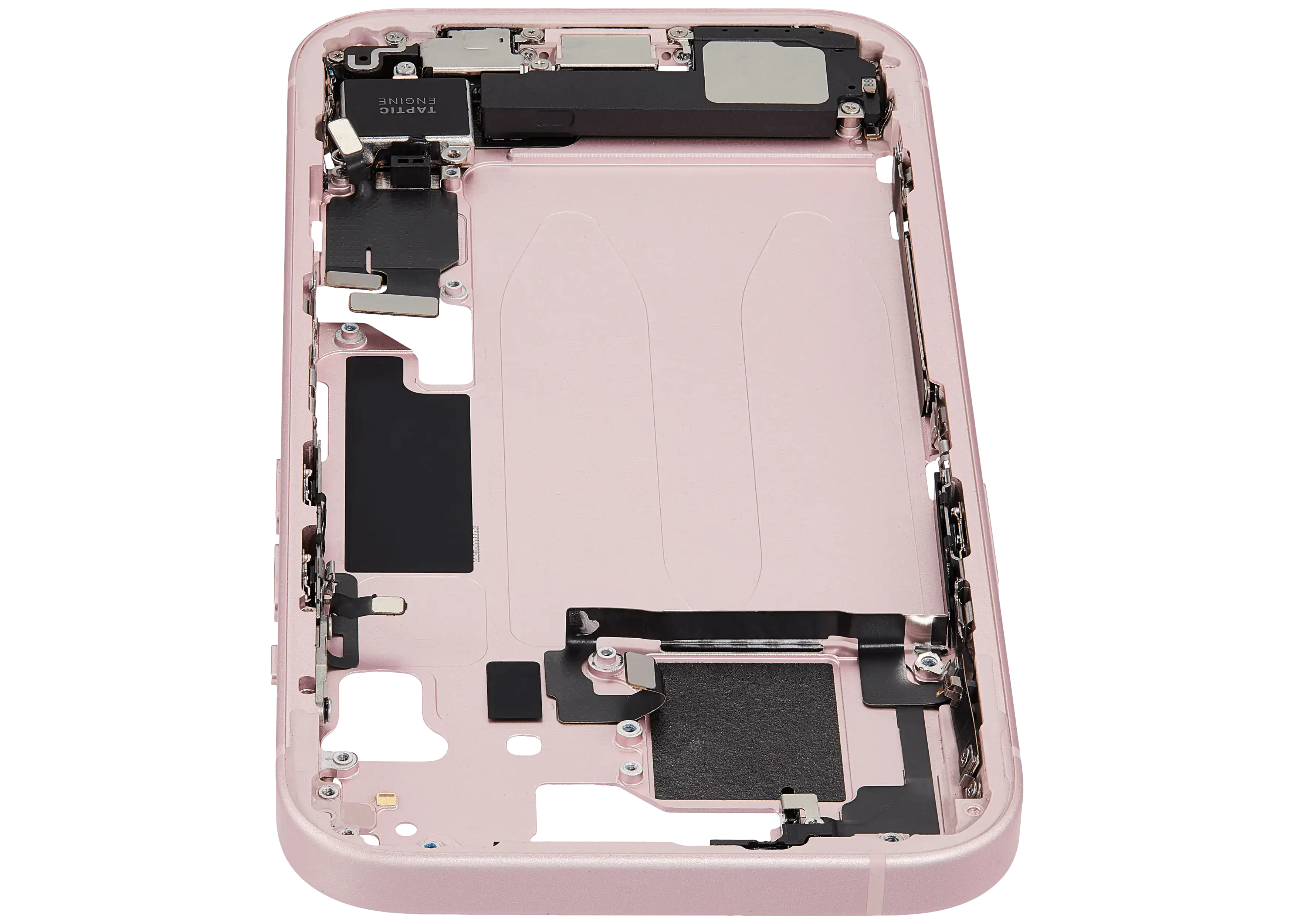 Midframe/Rahmen mit Ladebuchse Flex & Small Parts für iPhone 15 (EU / Global Version) (gebrauchter OEM-Ausbau, Qualität C) (Pink)