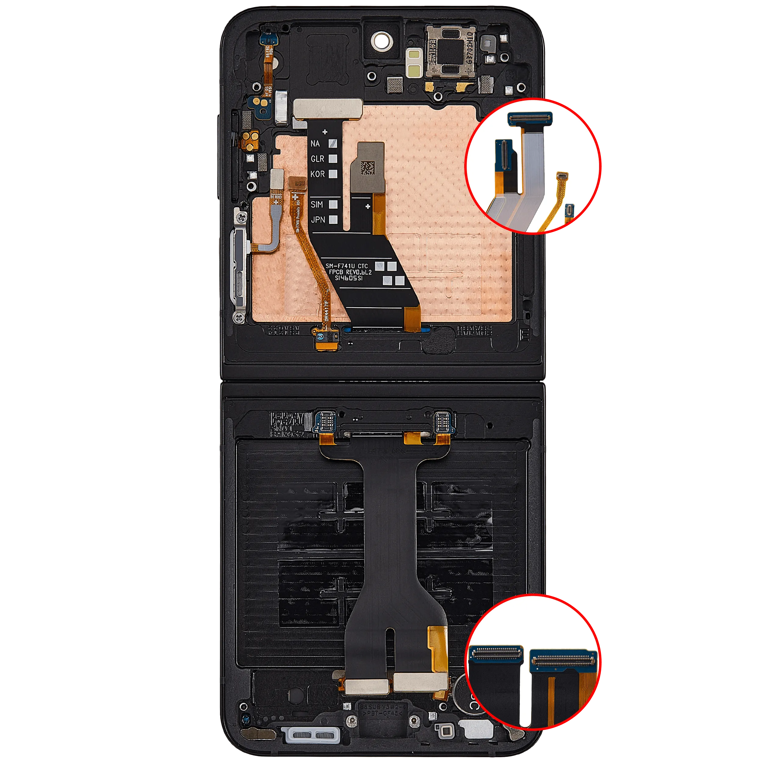 Inner OLED-Display mit Rahmen Compatible für Samsung Galaxy Z Flip 7 FE 5G (F761) (US & International) (Refurbished) (Schwarz)