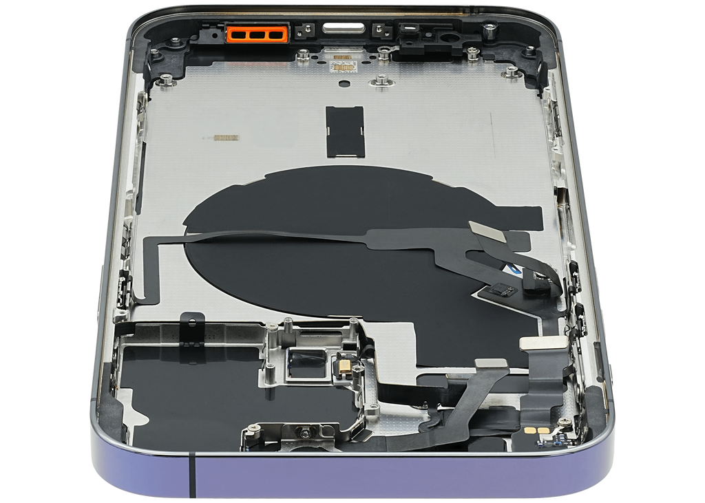 Backcover/Rahmen mit Small Parts für iPhone 14 Pro Max (EU / Global Version) (gebrauchter OEM-Ausbau, Qualität A) (Deep Purple)