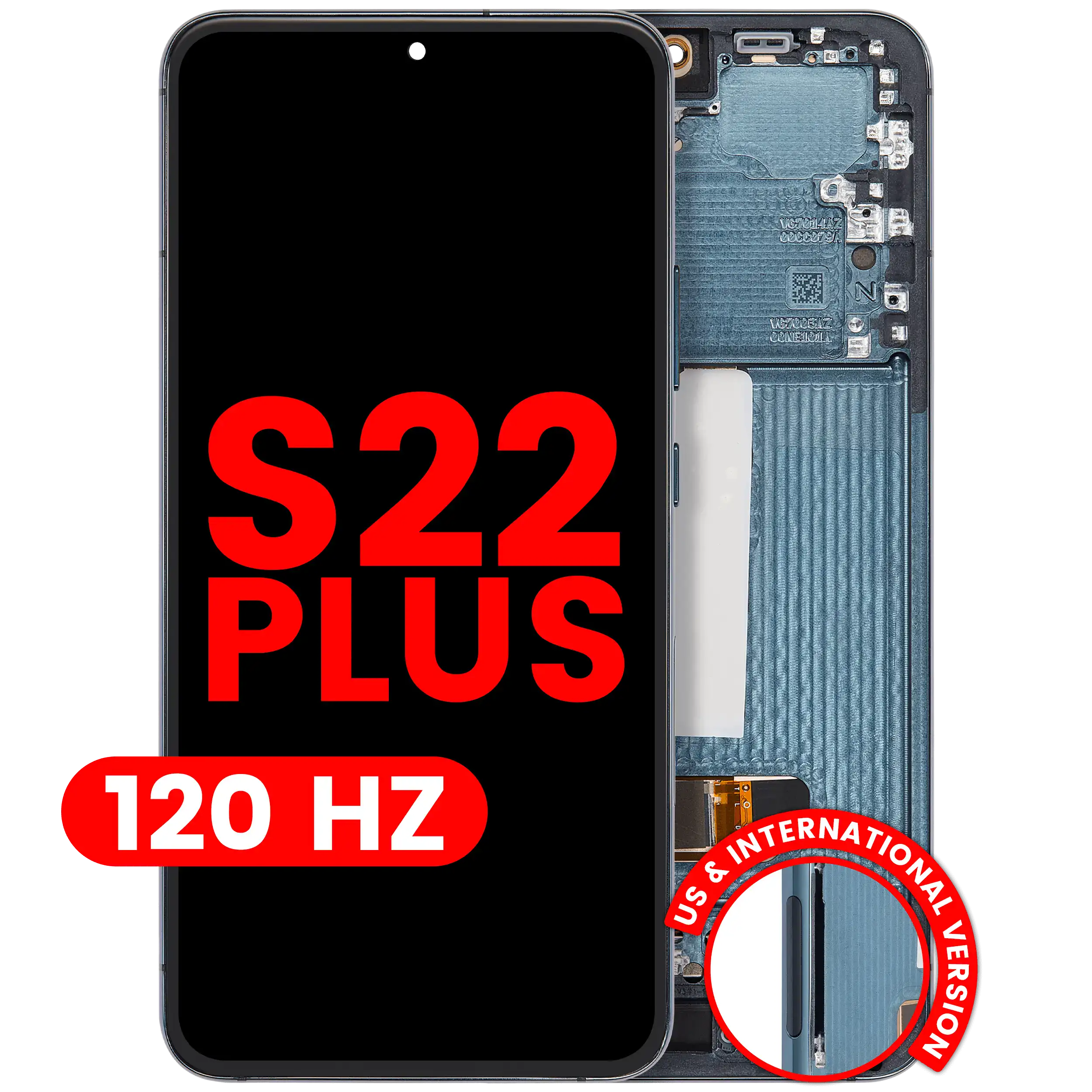 OLED-Display mit Rahmen für Samsung Galaxy S22 Plus 5G (US & Internationale Version) (Aftermarket Plus) (120Hz) (Grün)