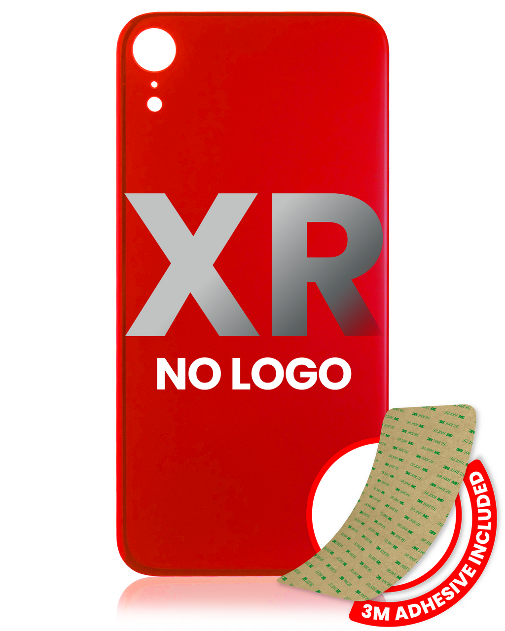 Back Cover with 3M Adhesive for iPhone XR (No Logo / Large Camera Hole) (Red)