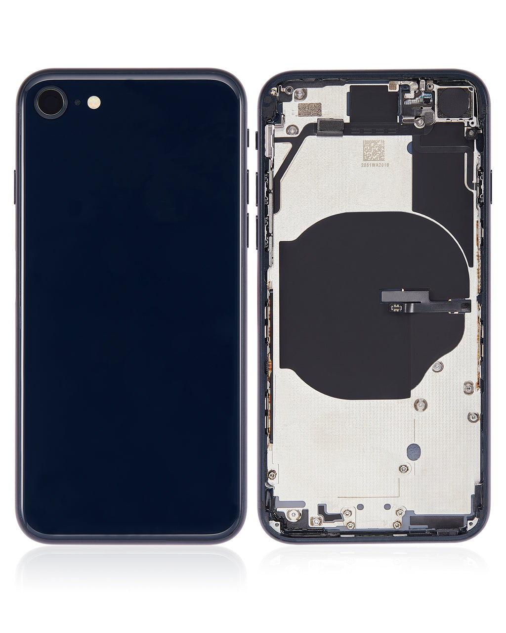 Backcover/Rahmen mit Small Components Pre-Installed für iPhone SE (2022) (gebrauchter OEM-Ausbau, Qualität B) (Midnight)