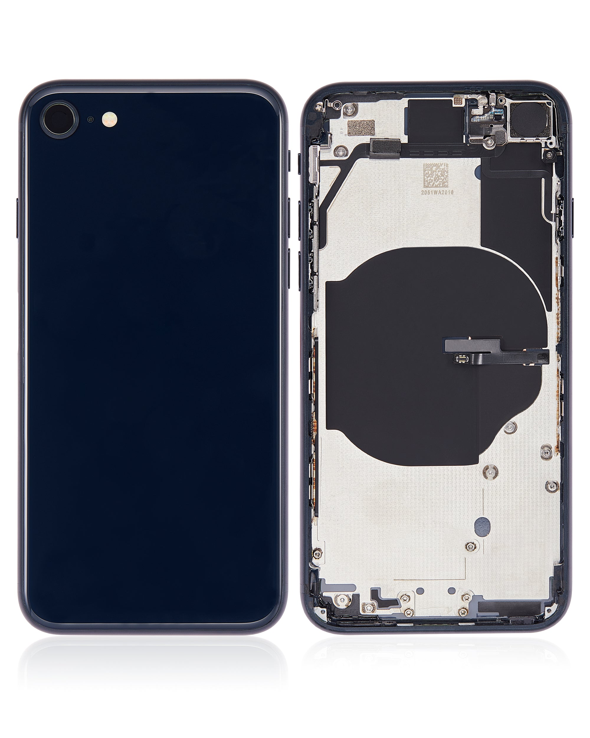 Backcover/Rahmen mit Small Components Pre-Installed für iPhone SE (2022) (gebrauchter OEM-Ausbau, Qualität B) (Midnight)