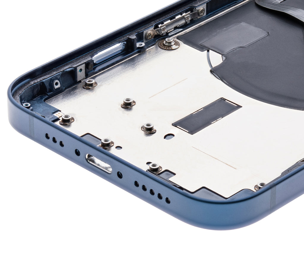 Backcover/Rahmen mit Small Parts für iPhone 12 (US-Version) (gebrauchter OEM-Ausbau, Qualität B) (Blau)