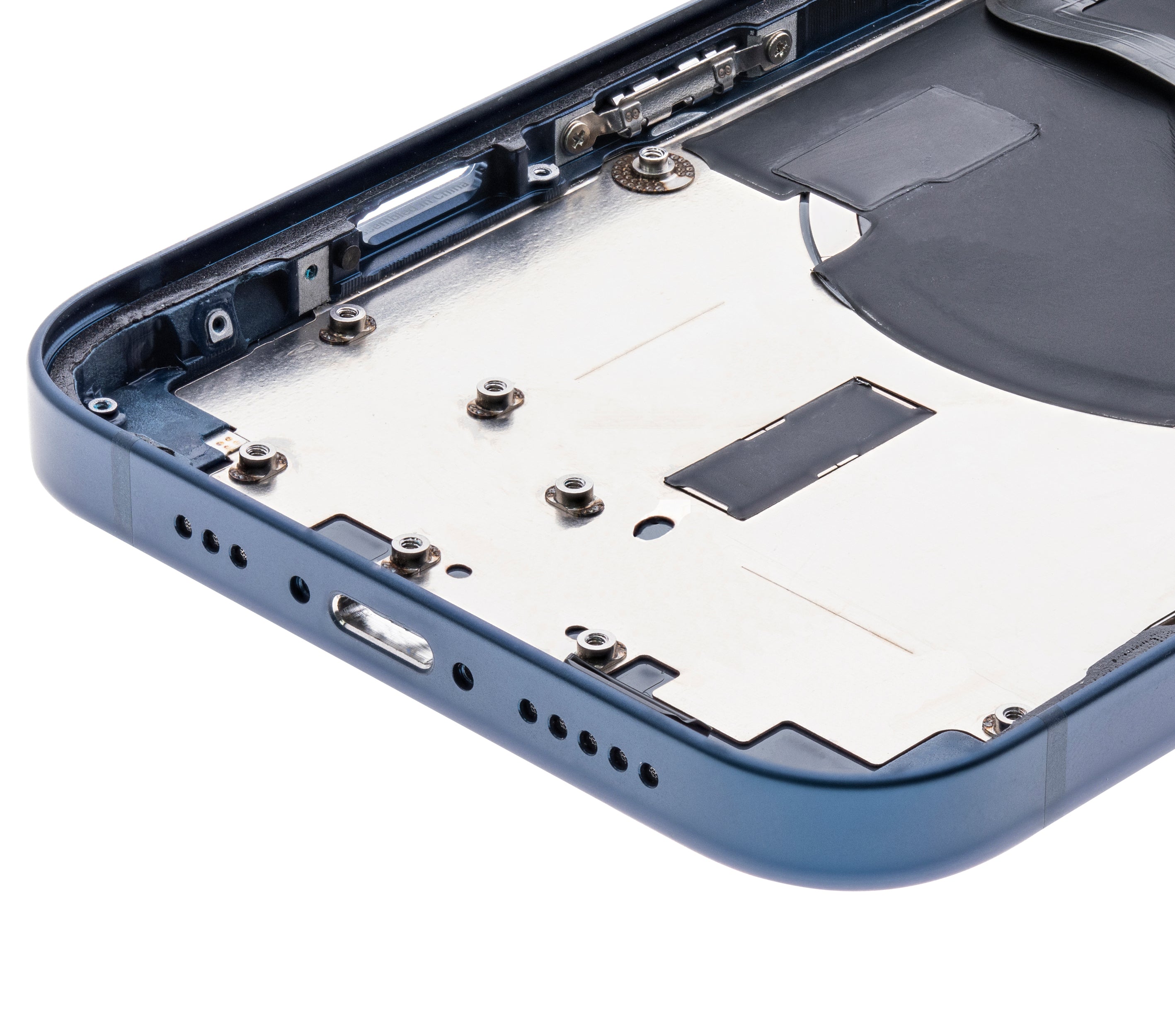 Backcover/Rahmen mit Small Parts für iPhone 12 (US-Version) (gebrauchter OEM-Ausbau, Qualität B) (Blau)