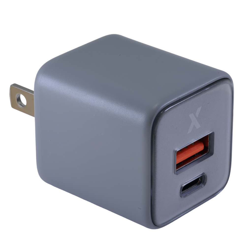 AmpSentrix Pro 30W 2-in-1 USB-C / USB-A GaN Wall Adapter (Natural Titanium)