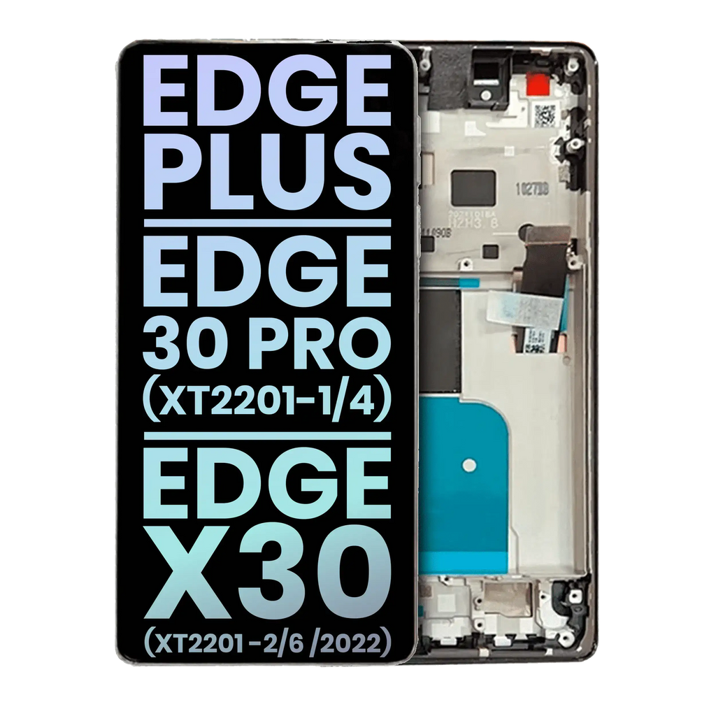 OLED Display with Frame for Motorola Moto Edge Plus / Edge 30 Pro (XT2201-1/4) / Edge X30 5G (XT2201-2/6 /2022) – Original OEM (Stardust White)