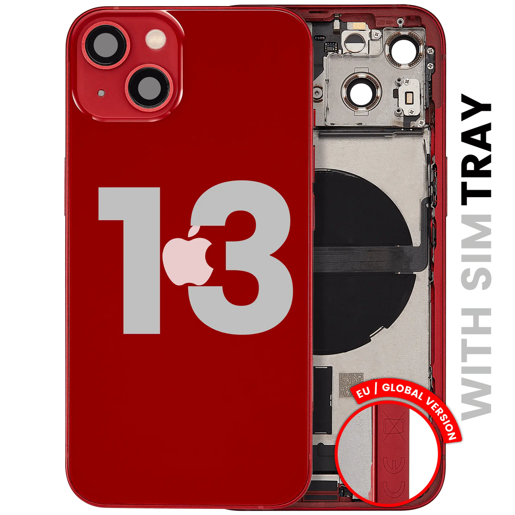 Backcover/Rahmen mit Ladebuchse Flex & Small Parts für iPhone 13 (EU / Global Version) (gebrauchter OEM-Ausbau, Qualität B) (Rot)