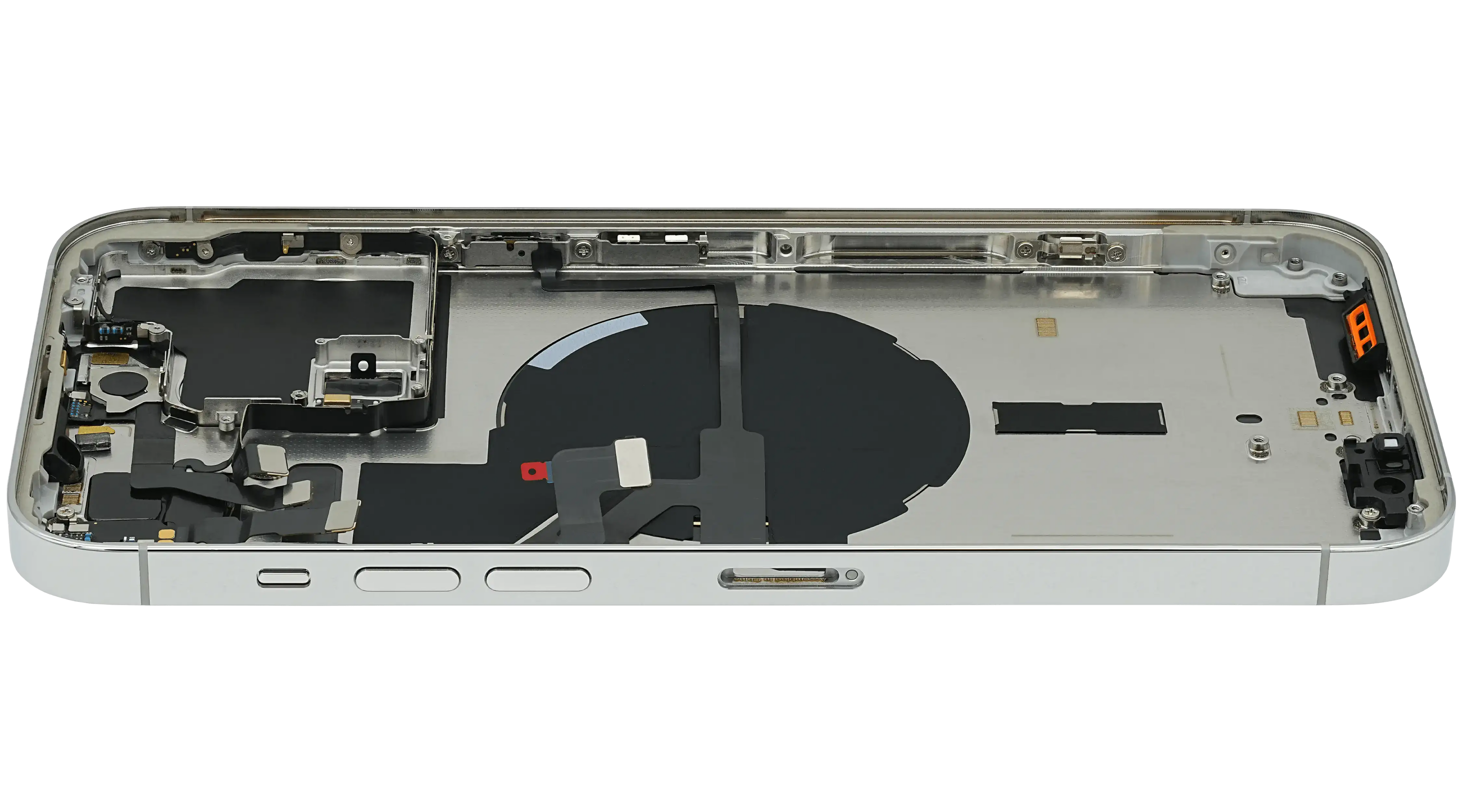 Backcover/Rahmen mit Small Parts für iPhone 14 Pro Max (EU / Global Version) (gebrauchter OEM-Ausbau, Qualität C) (Silber)
