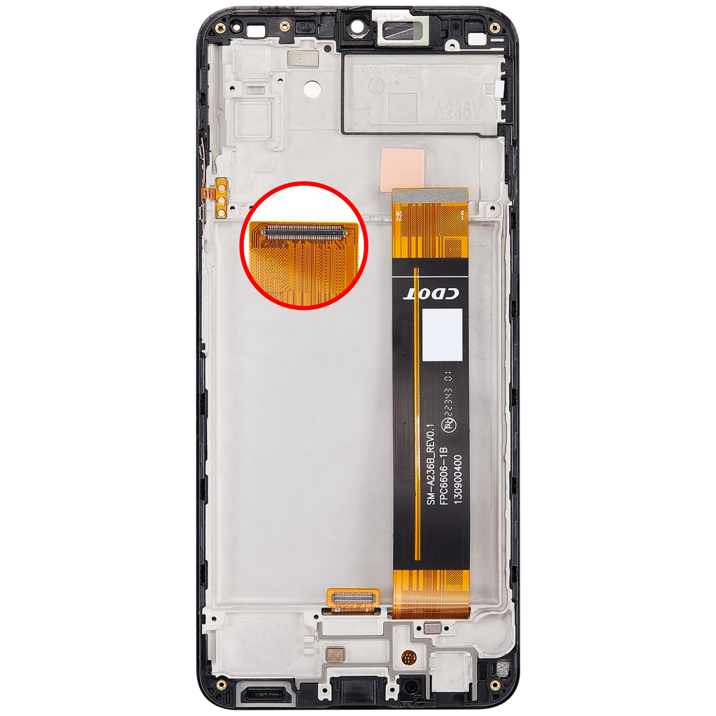 LCD-Display mit Rahmen für Samsung Galaxy A23 5G (A236V / 2022) (Verizon V Version) (gebrauchter OEM-Ausbau, Qualität B) (Alle Farben)