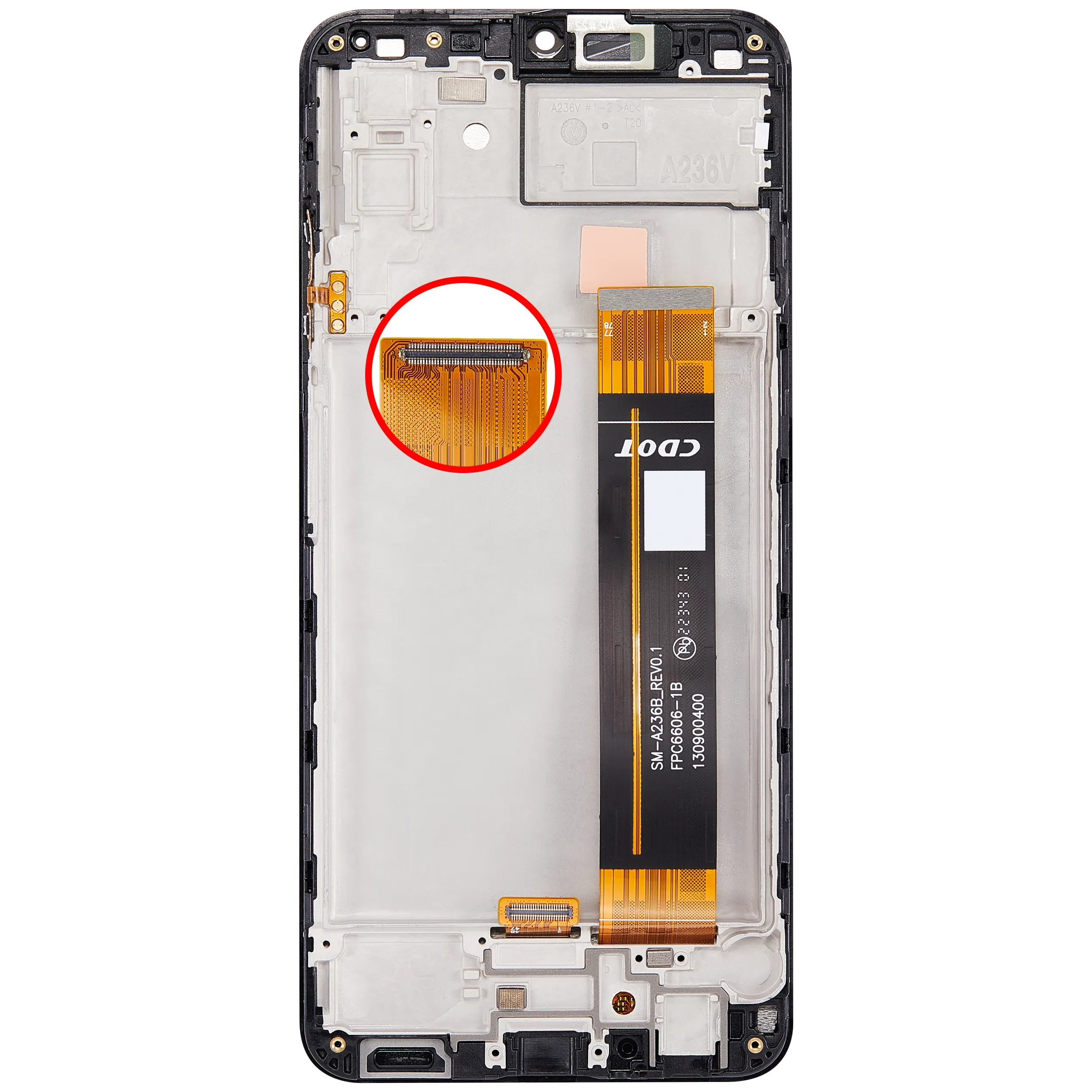 LCD-Display mit Rahmen für Samsung Galaxy A23 5G (A236V / 2022) (Verizon V Version) (gebrauchter OEM-Ausbau, Qualität B) (Alle Farben)