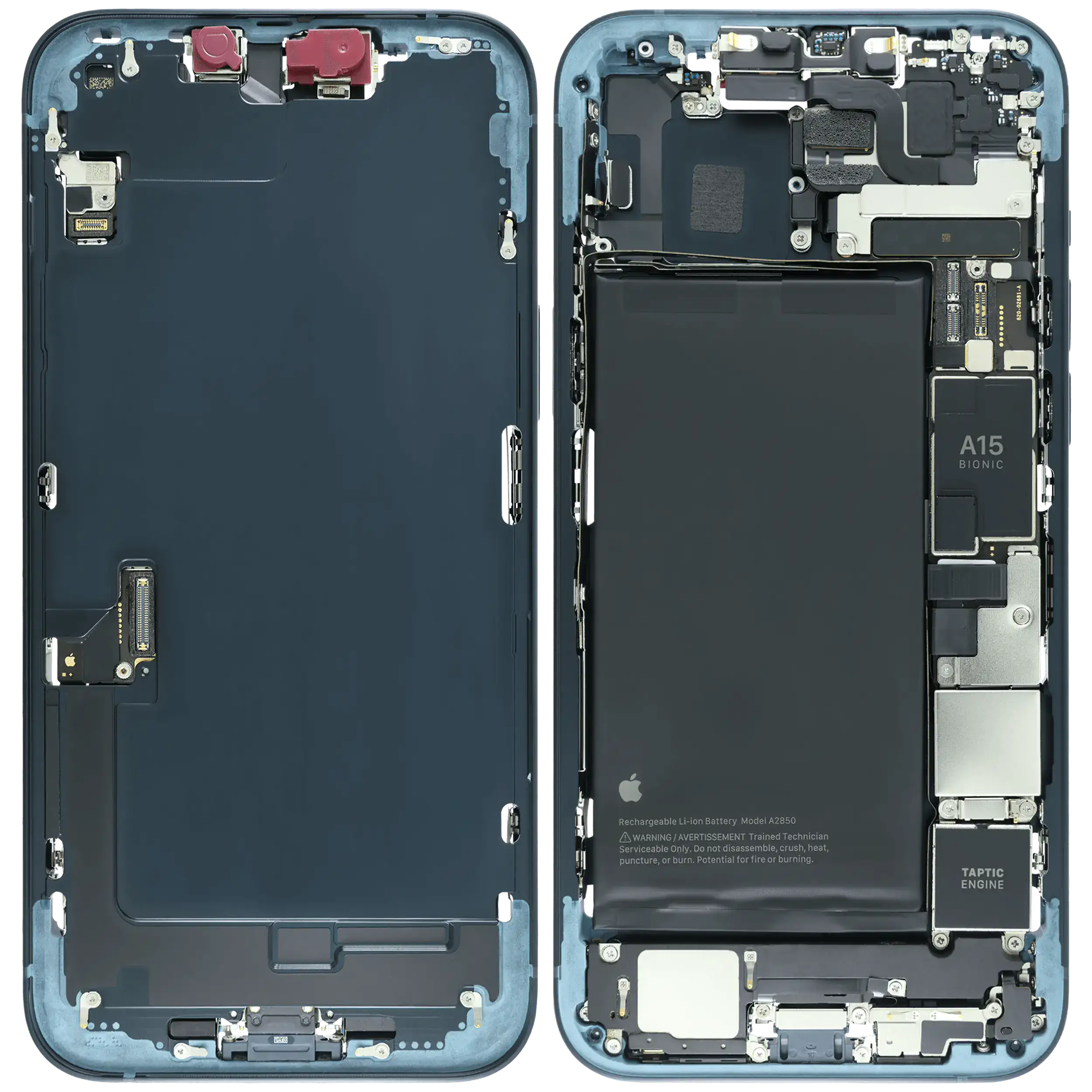 Midframe/Rahmen mit Logic Board / Akku (128 GB) für iPhone 14 Plus (Service Pack) (Midnight)
