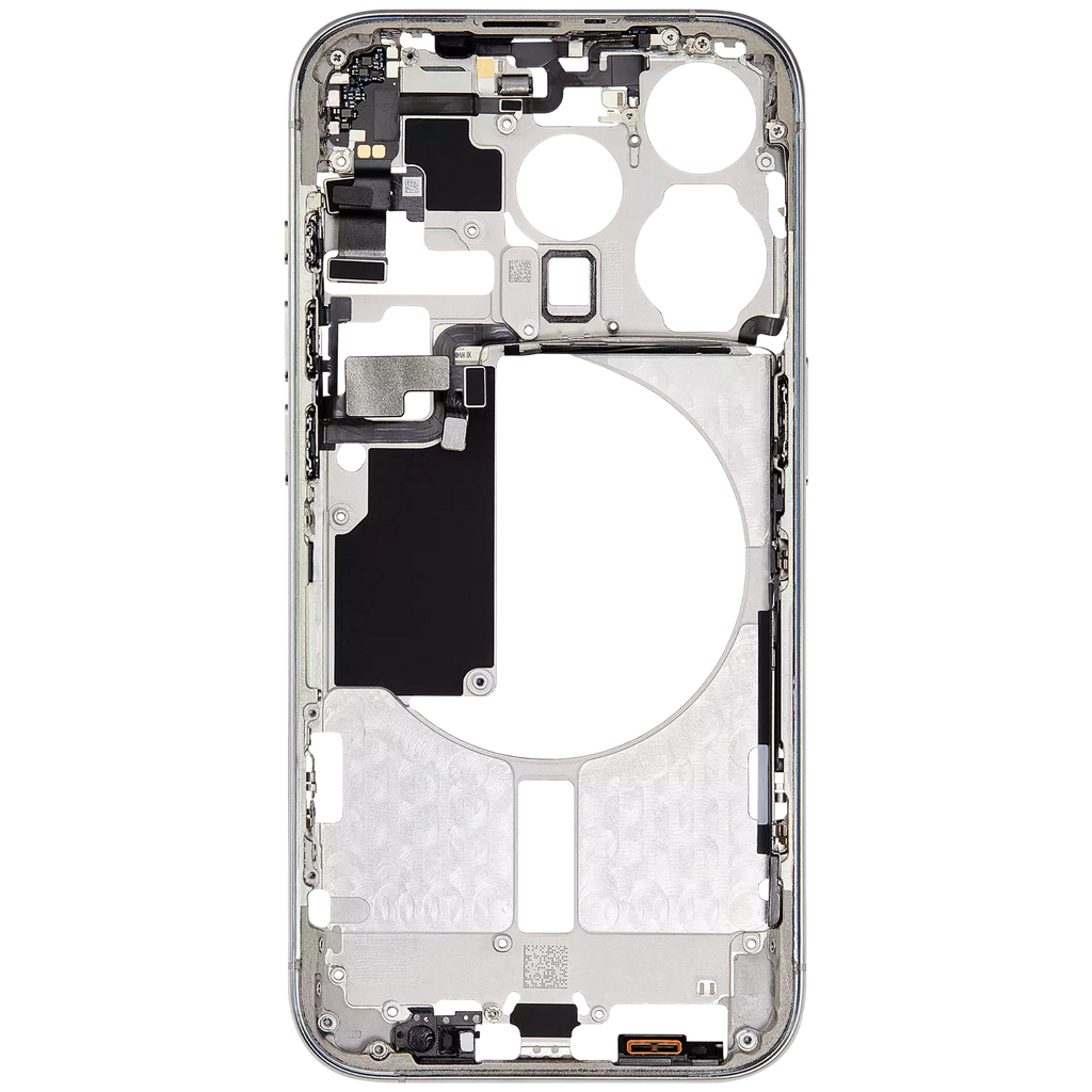 Midframe/Rahmen mit Small Parts für iPhone 15 Pro (EU / Global Version) (Aftermarket Plus) (Weiß Titanium)