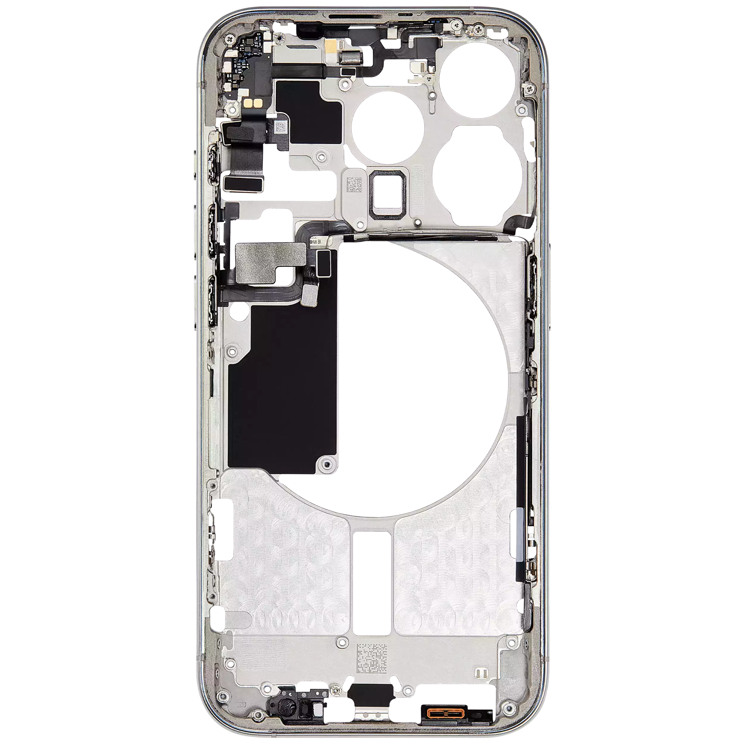 Midframe/Rahmen mit Small Parts für iPhone 15 Pro (EU / Global Version) (Aftermarket Plus) (Weiß Titanium)