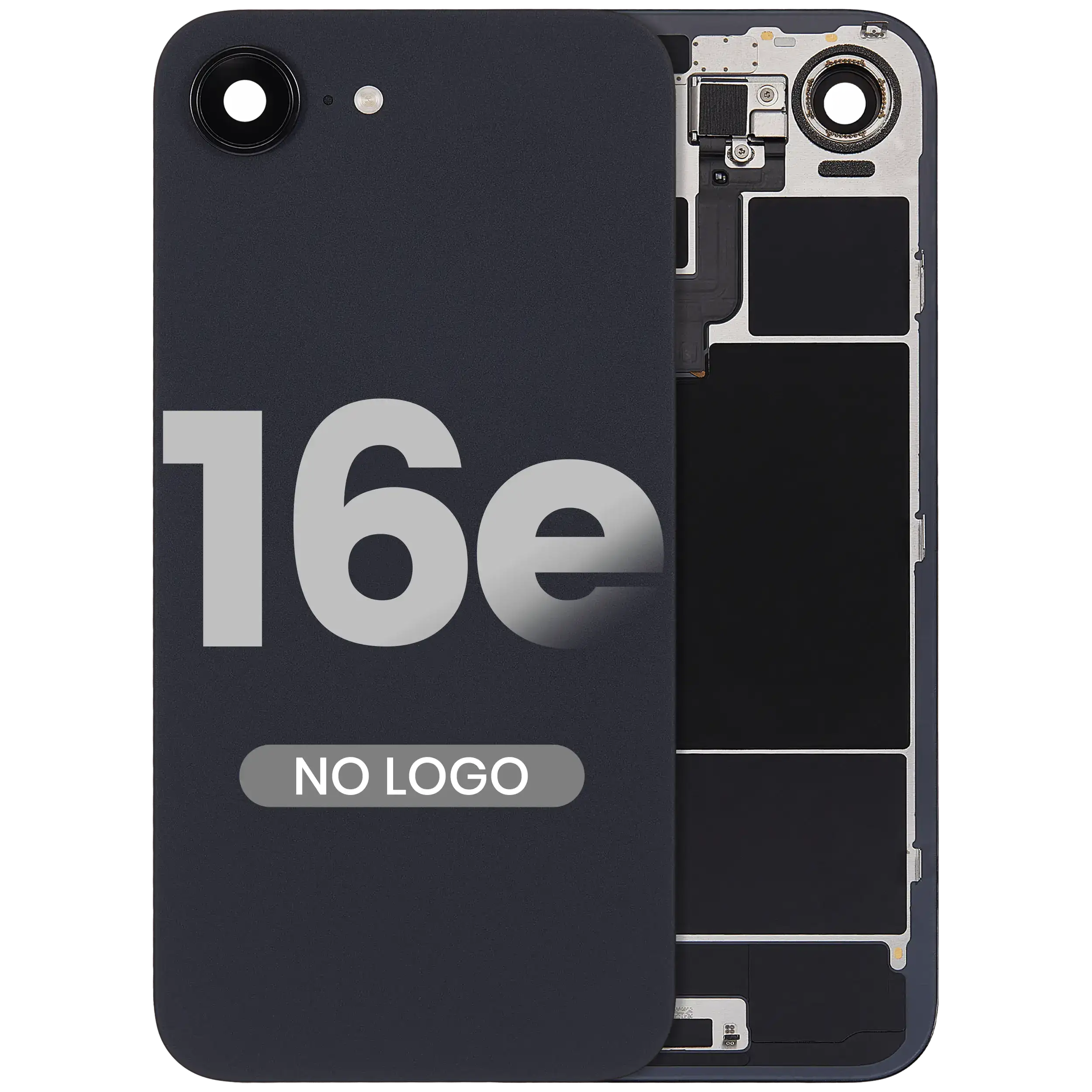 Backcover mit MagSafe Magnet & NFC & Blitz-Flexkabel für iPhone 16e (Aftermarket) (Schwarz)